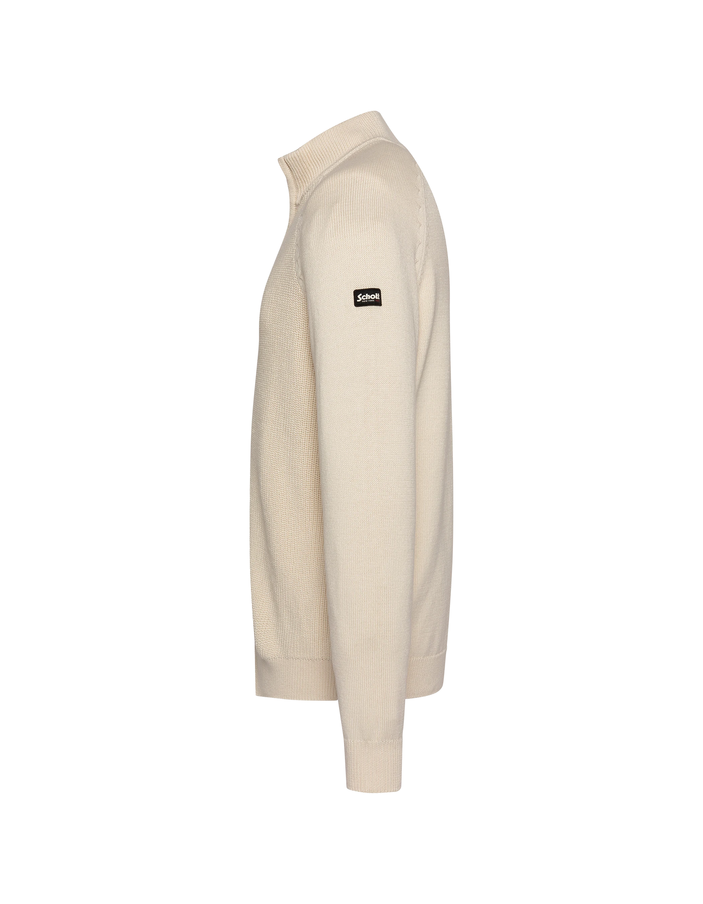 Pull zippé côtelé écru