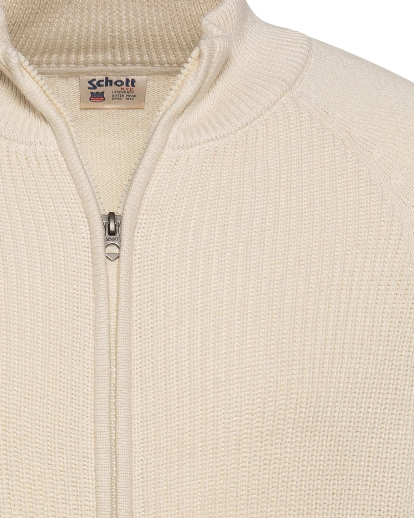 Pull zippé côtelé écru