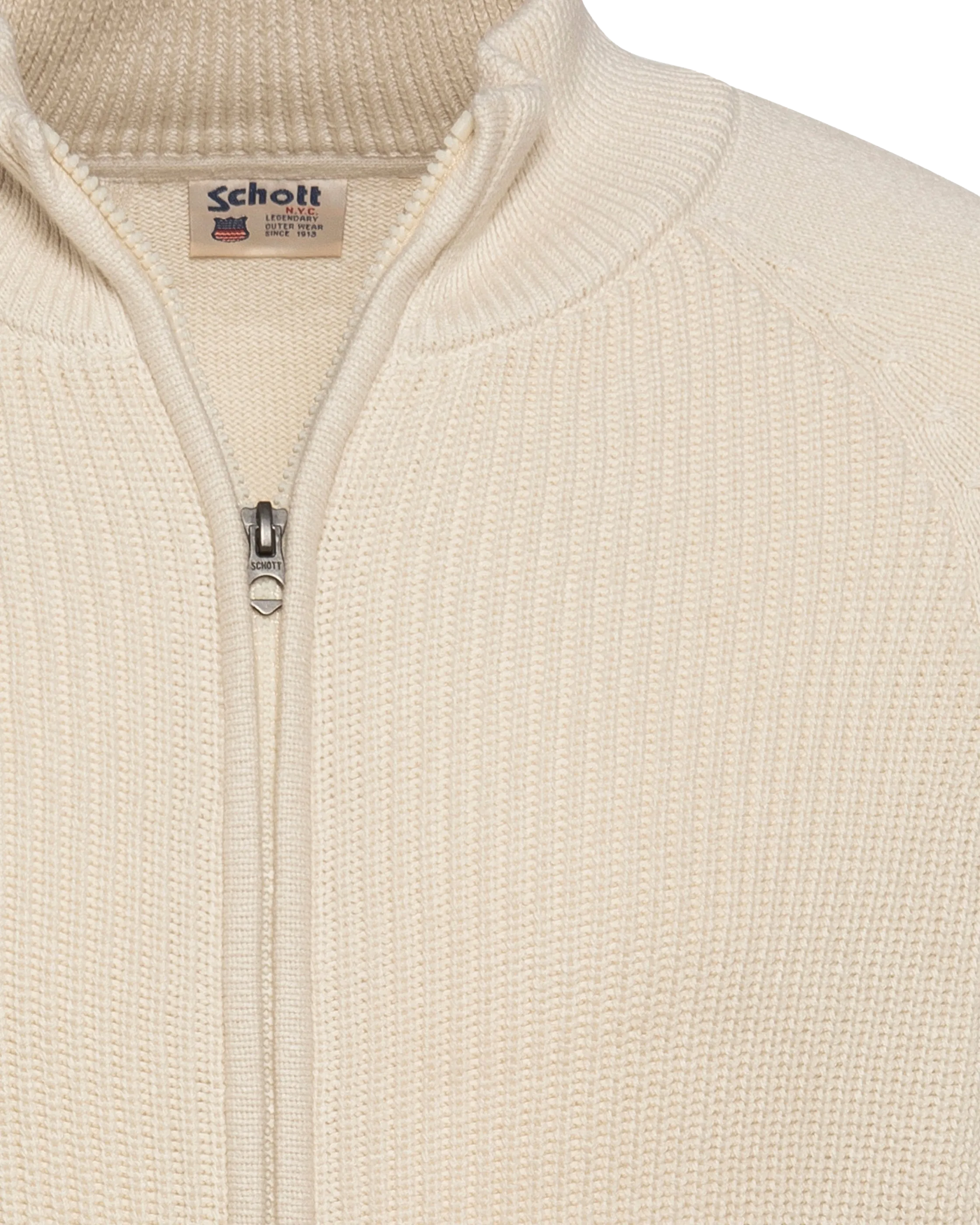 Pull zippé côtelé écru-4