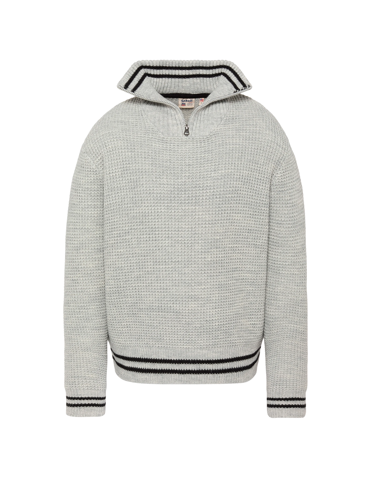 Pull camionneur gris chiné en maille texturée-1