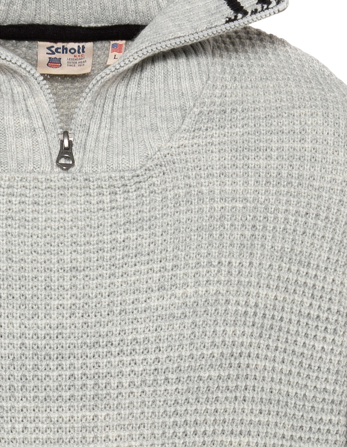 Pull camionneur gris chiné en maille texturée