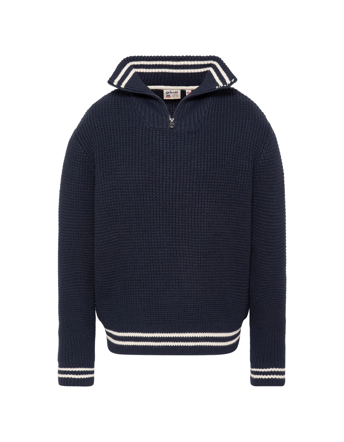 Pull camionneur bleu marine en maille texturée