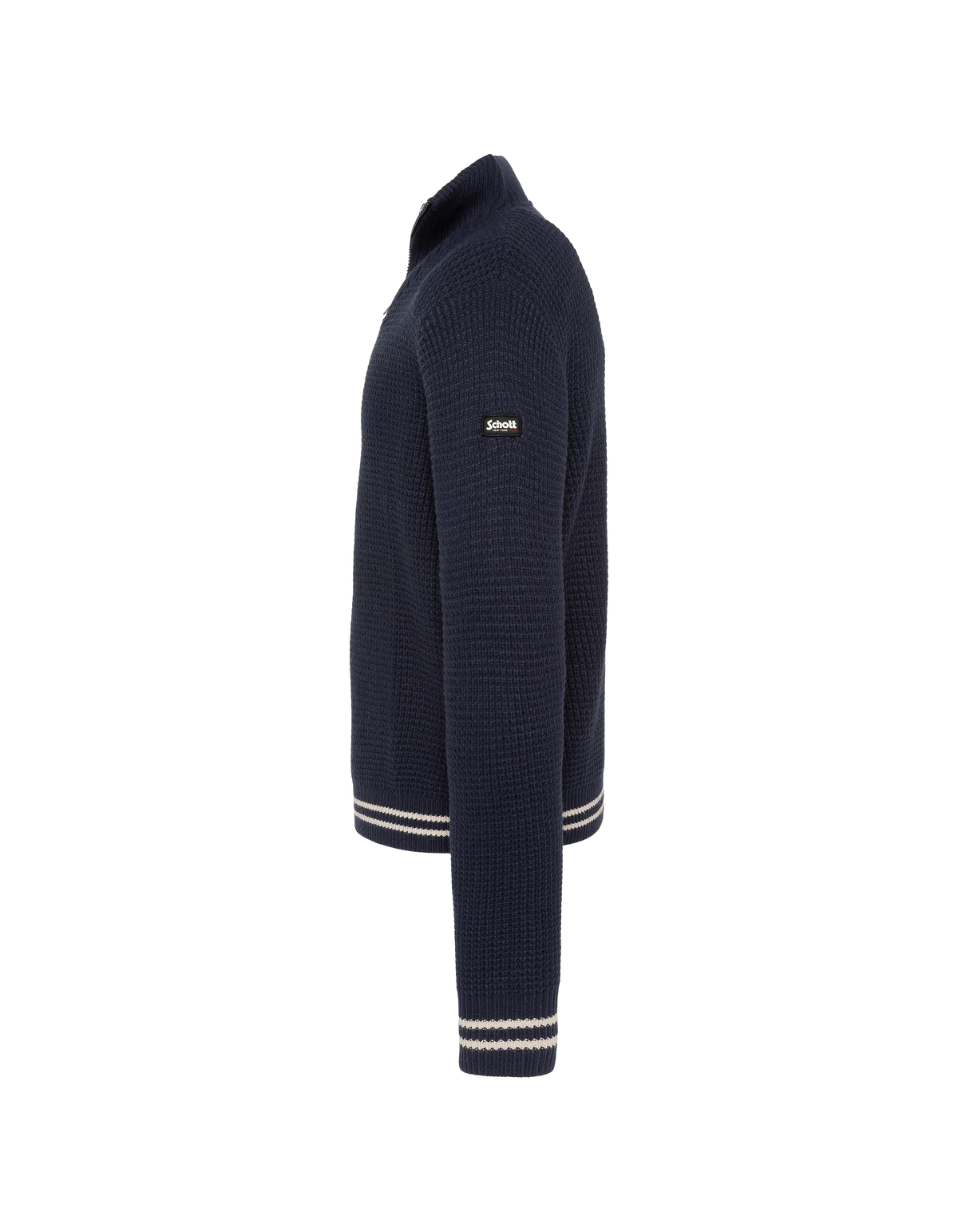 Pull camionneur bleu marine en maille texturée-3