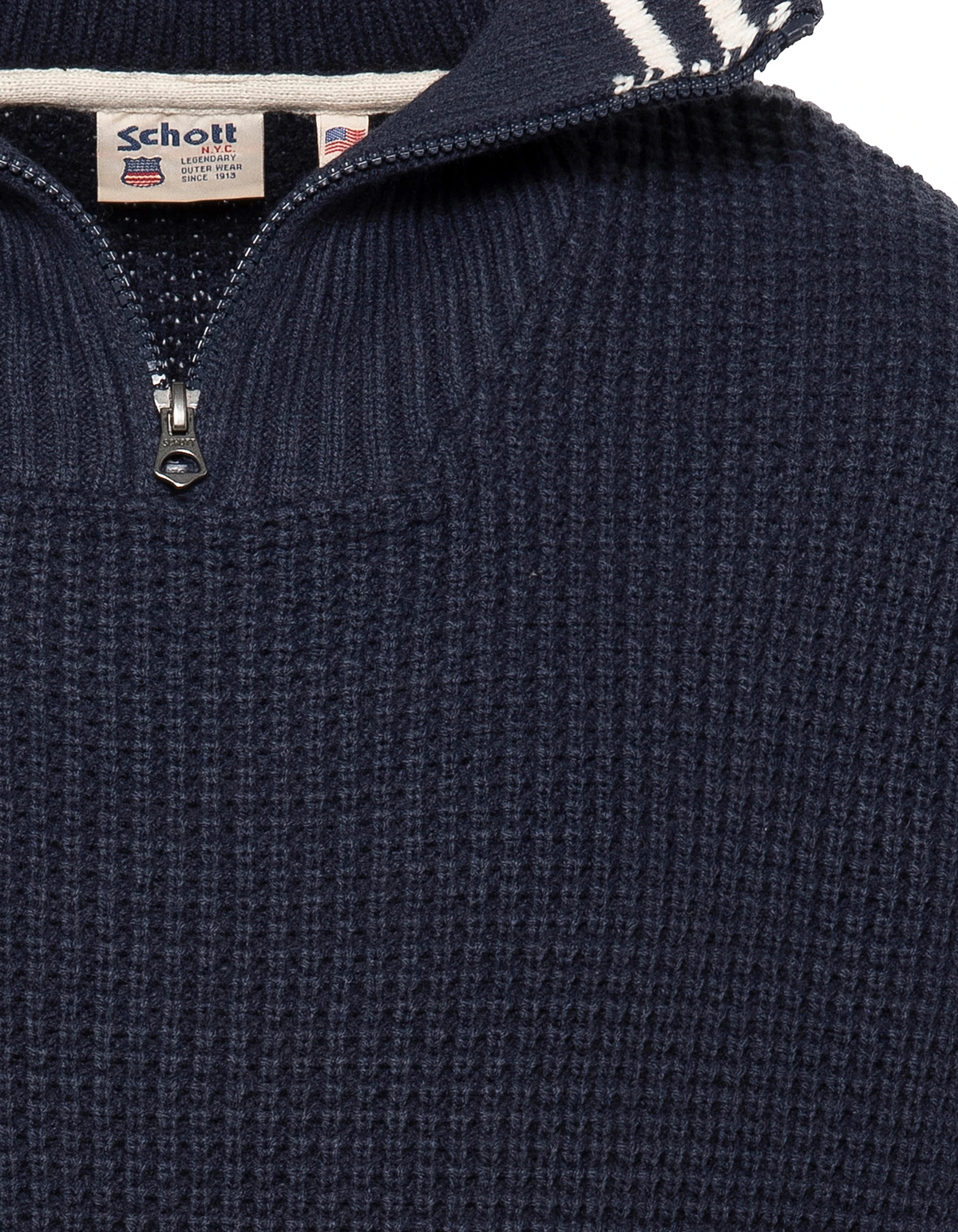 Pull camionneur bleu marine en maille texturée
