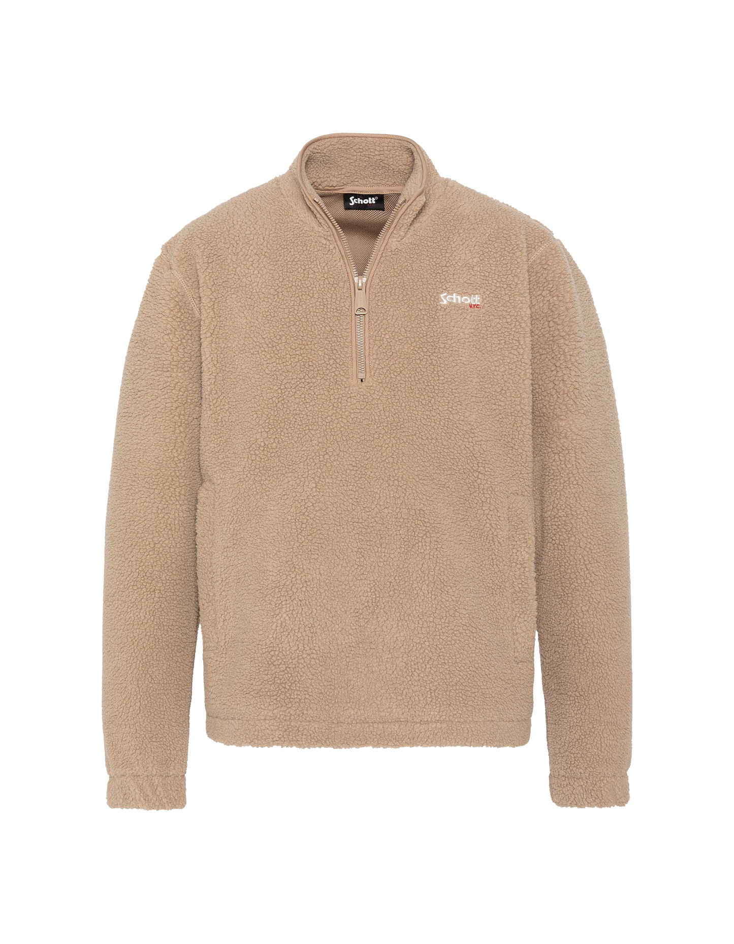 Polaire beige avec col zippé sherpa