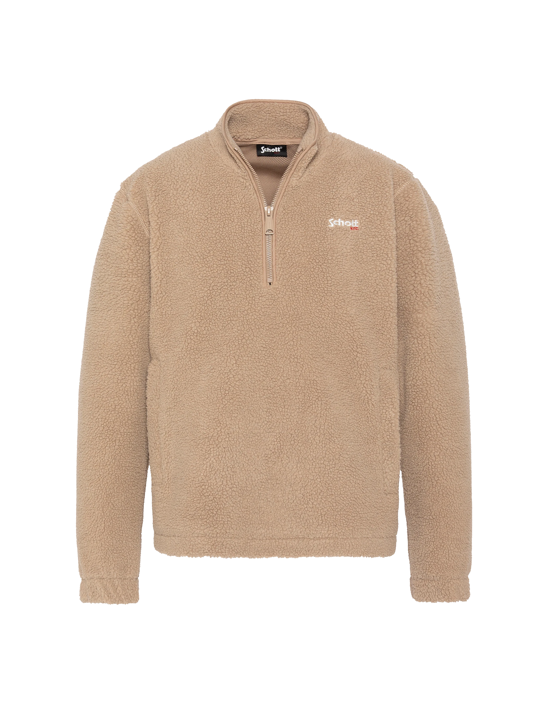 Polaire beige avec col zippé sherpa-2