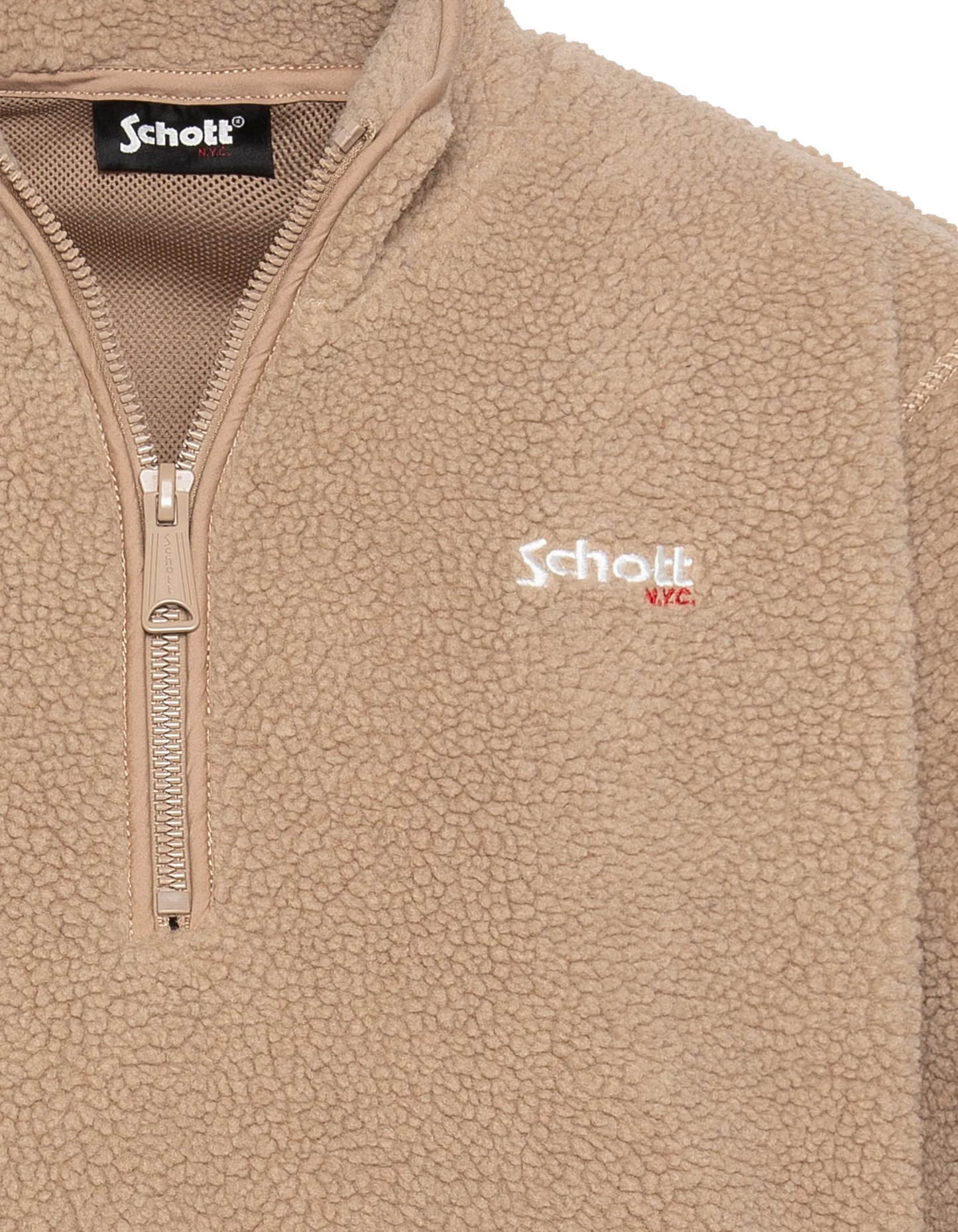 Polaire beige avec col zippé sherpa