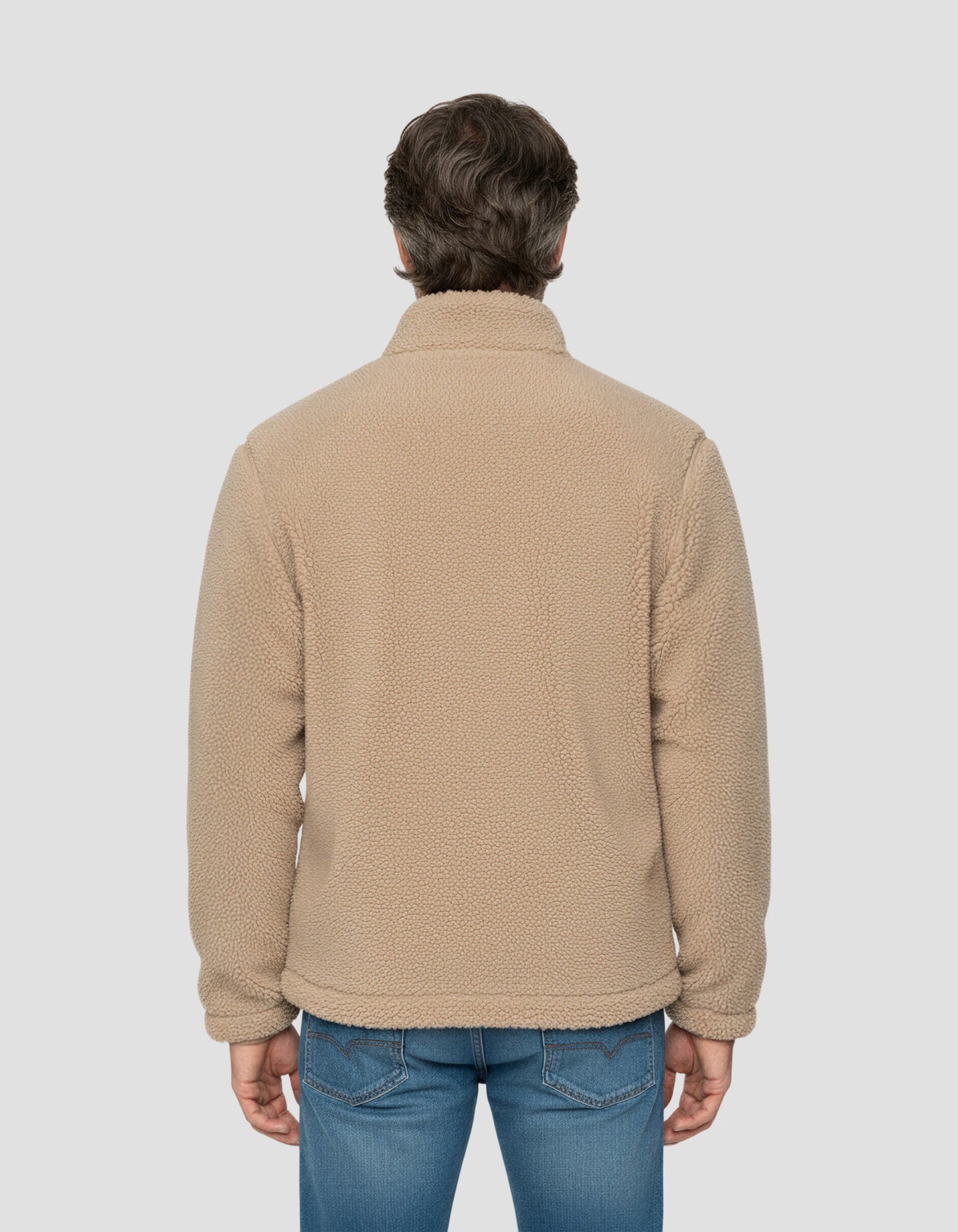 Polaire beige avec col zippé sherpa