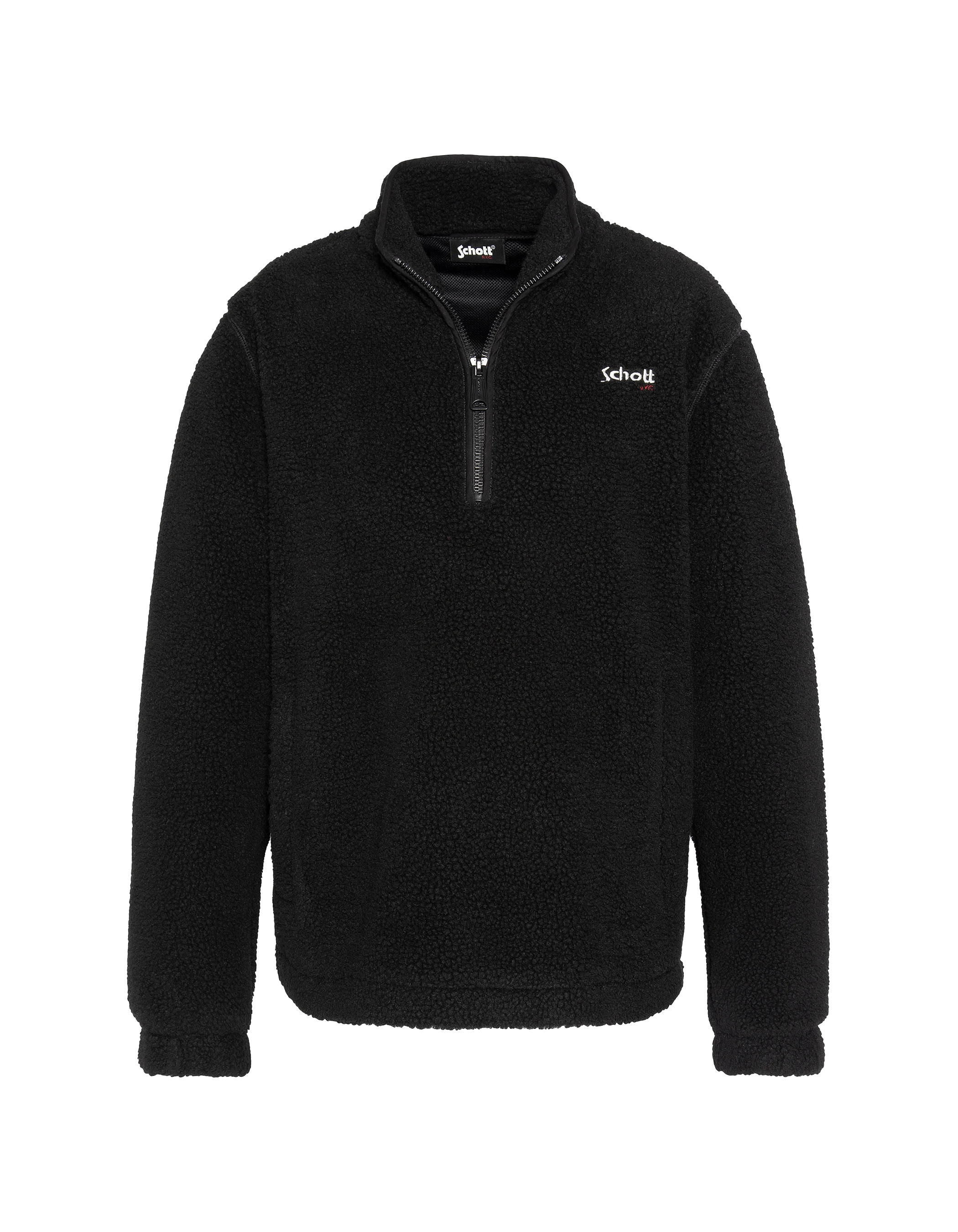 Polaire noir avec col zippé sherpa-1