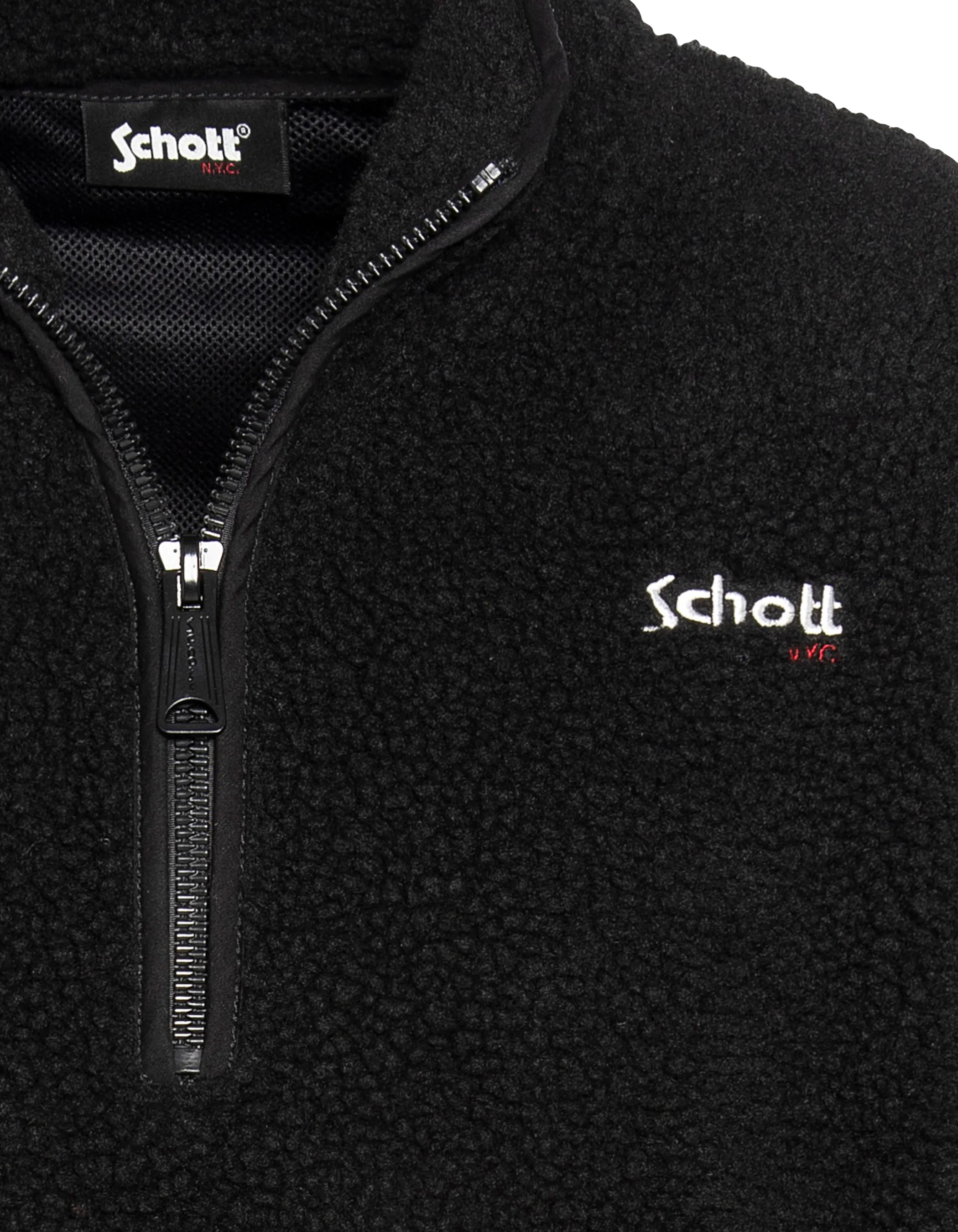 Polaire noir avec col zippé sherpa-3