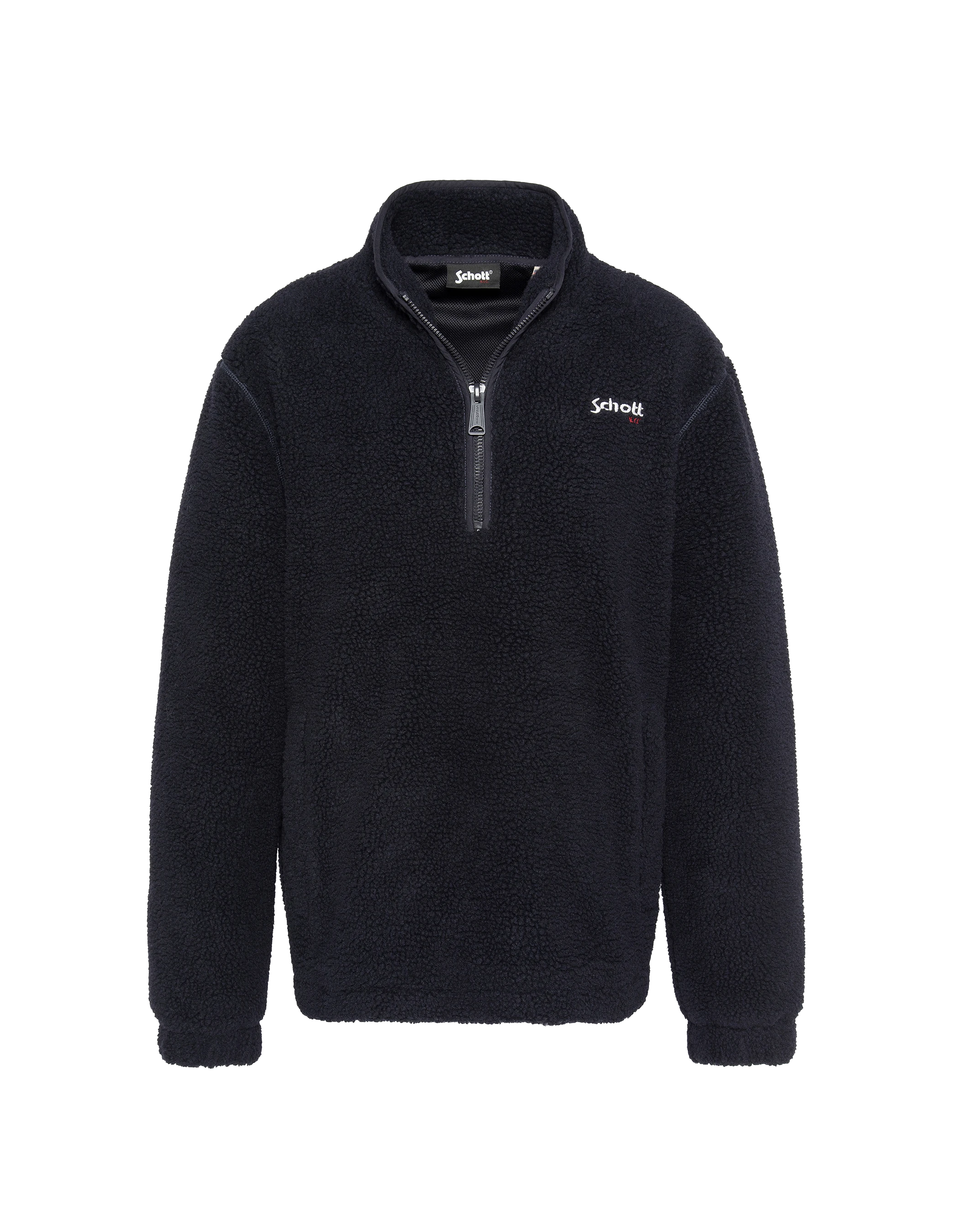 Marineblaues Fleece mit Sherpa Reißverschluss Hals-2