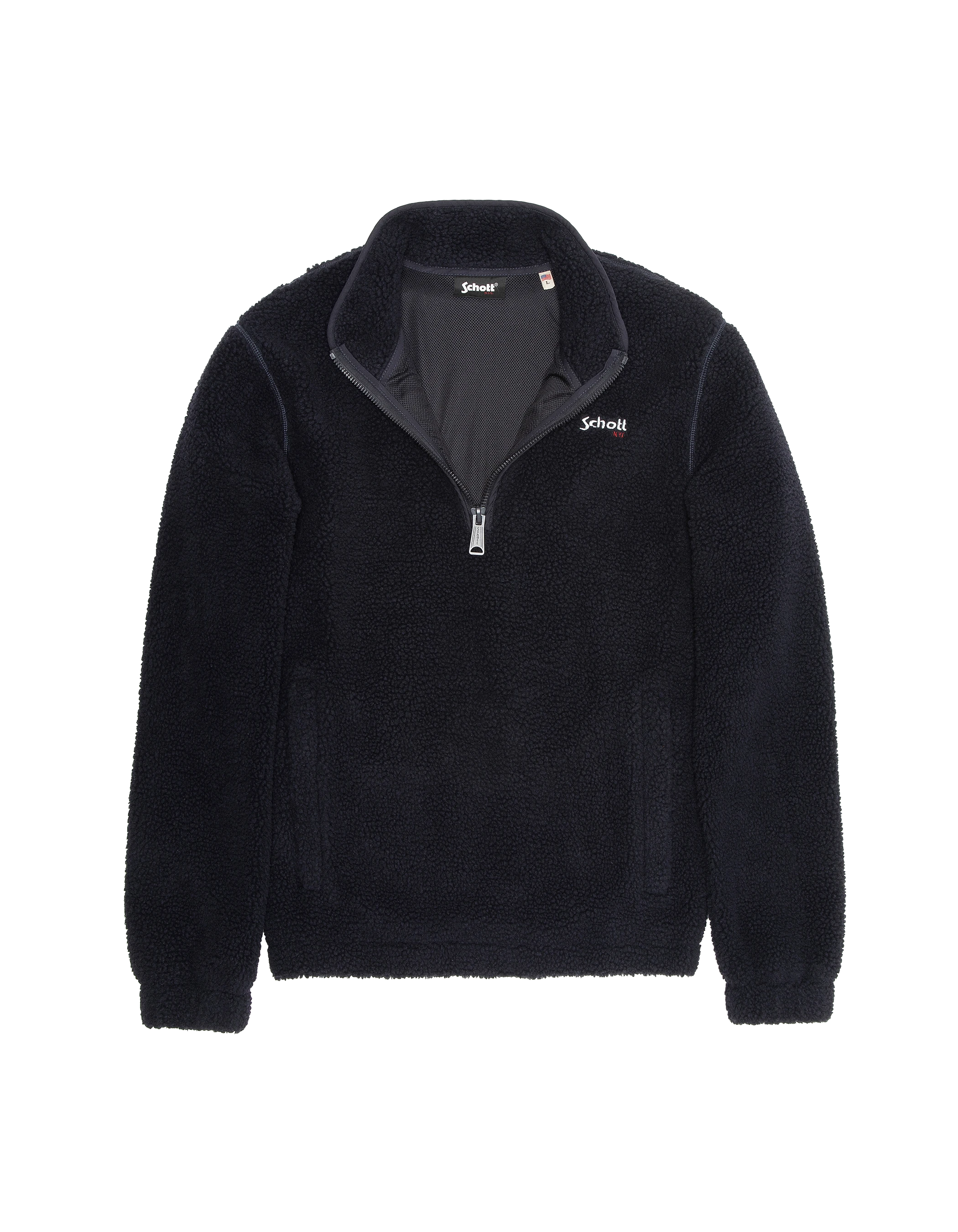 Marineblaues Fleece mit Sherpa Reißverschluss Hals-5
