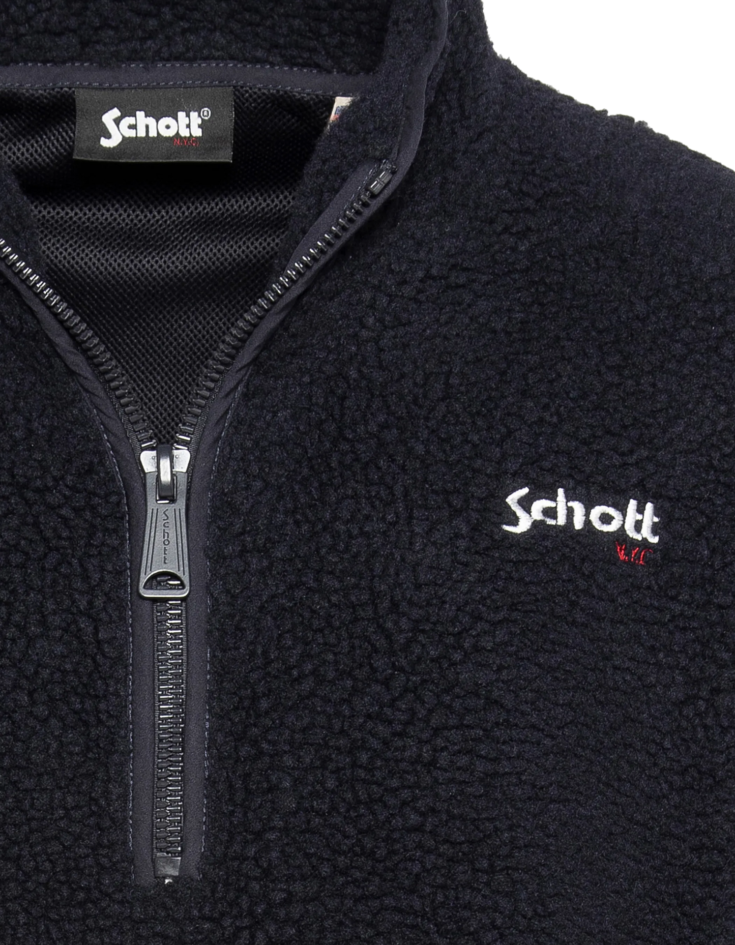 Marineblaues Fleece mit Sherpa Reißverschluss Hals