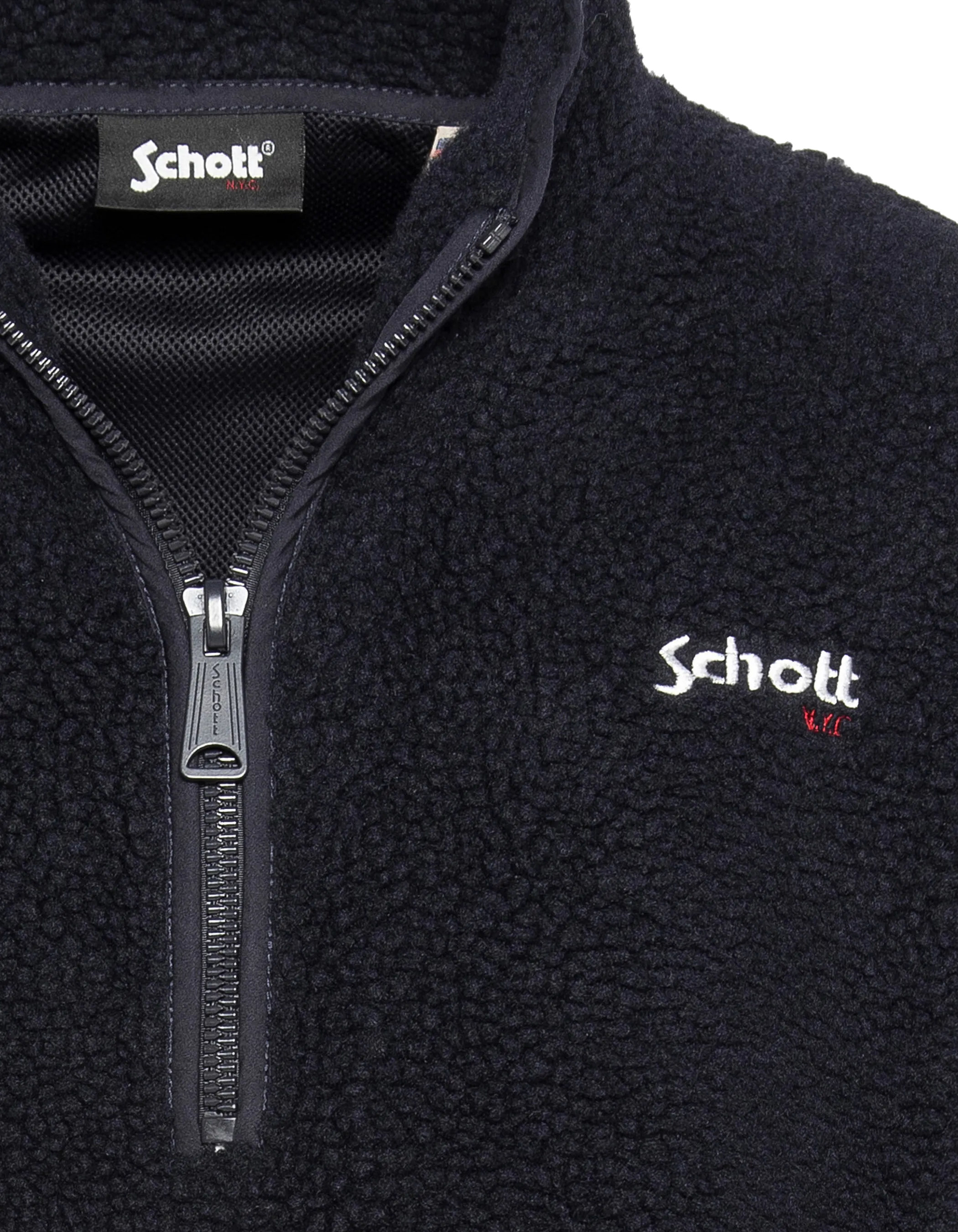 Marineblaues Fleece mit Sherpa Reißverschluss Hals-6