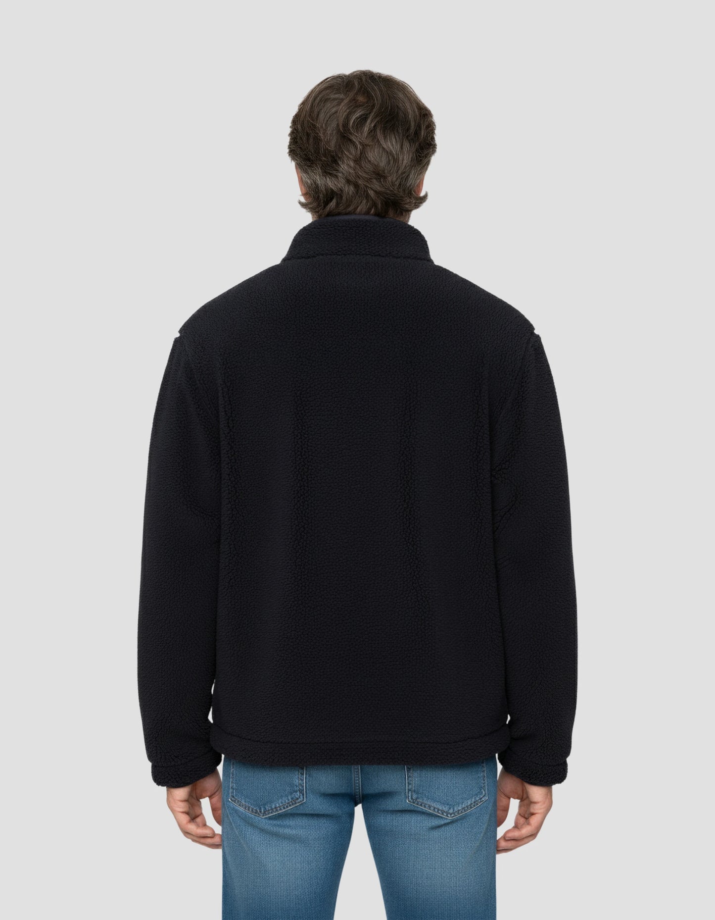 Marineblaues Fleece mit Sherpa Reißverschluss Hals