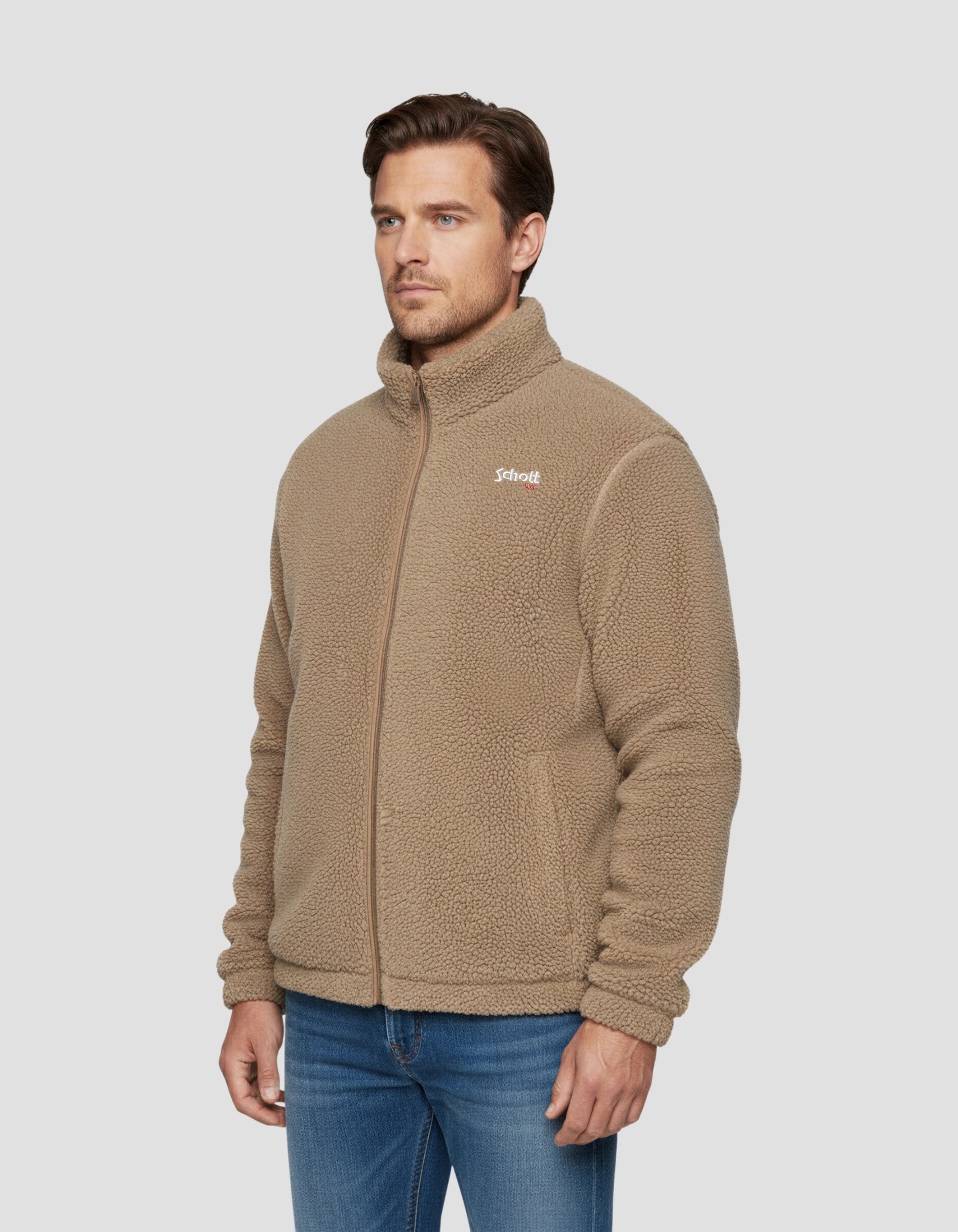 Sherpa beige zipped polar - Plantic | Schott NYC® Sherpa beige zipped polar - Plantic | Schott NYC®