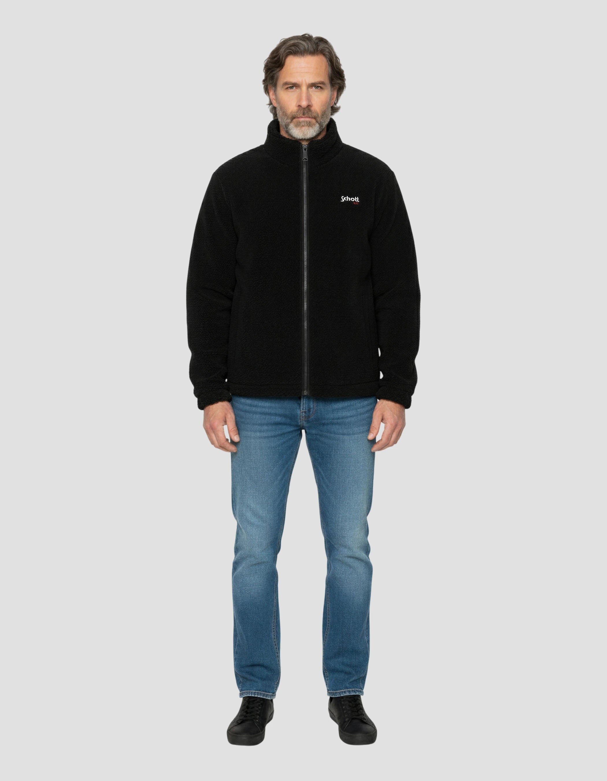Polaire zippée sherpa noir-1