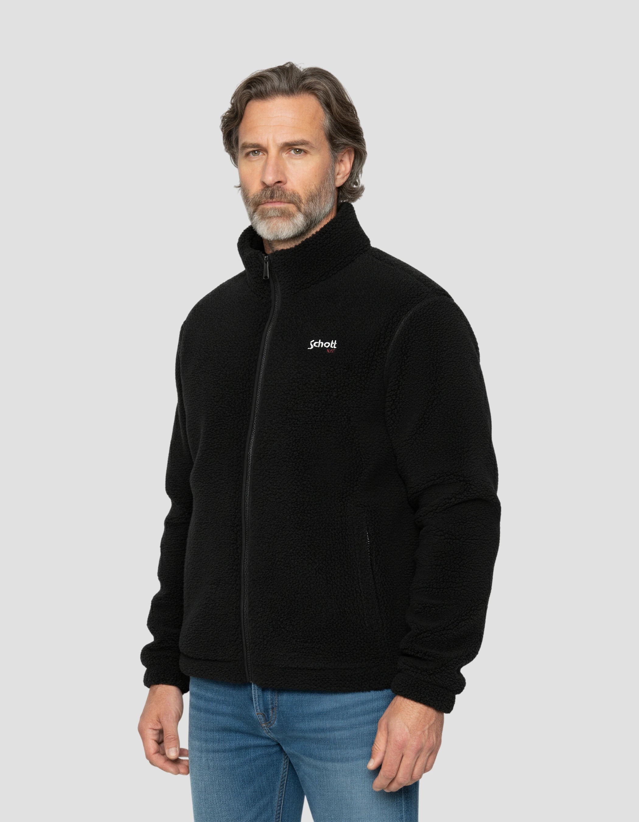 Polaire zippée sherpa noir-3