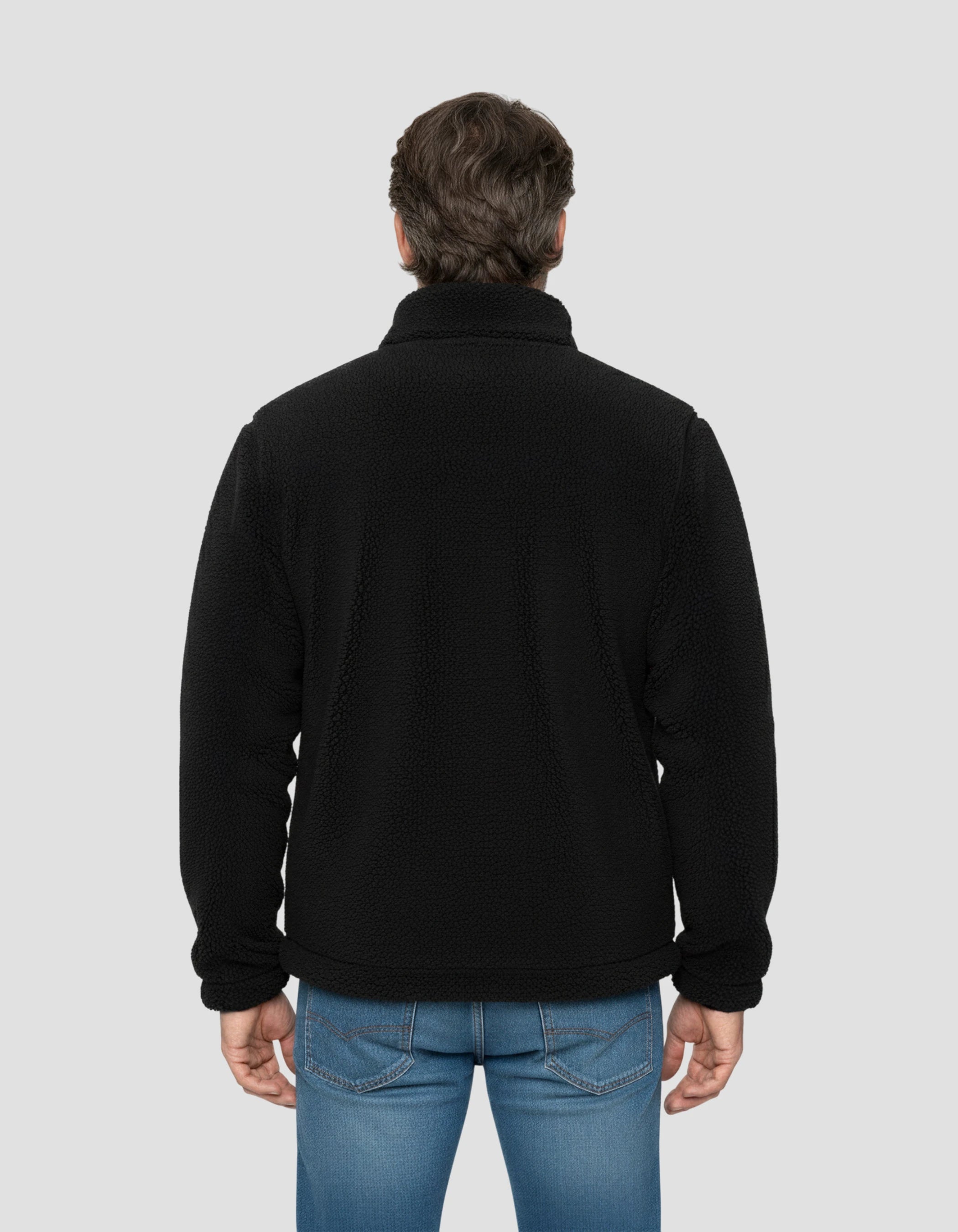 Polaire zippée sherpa noir-4