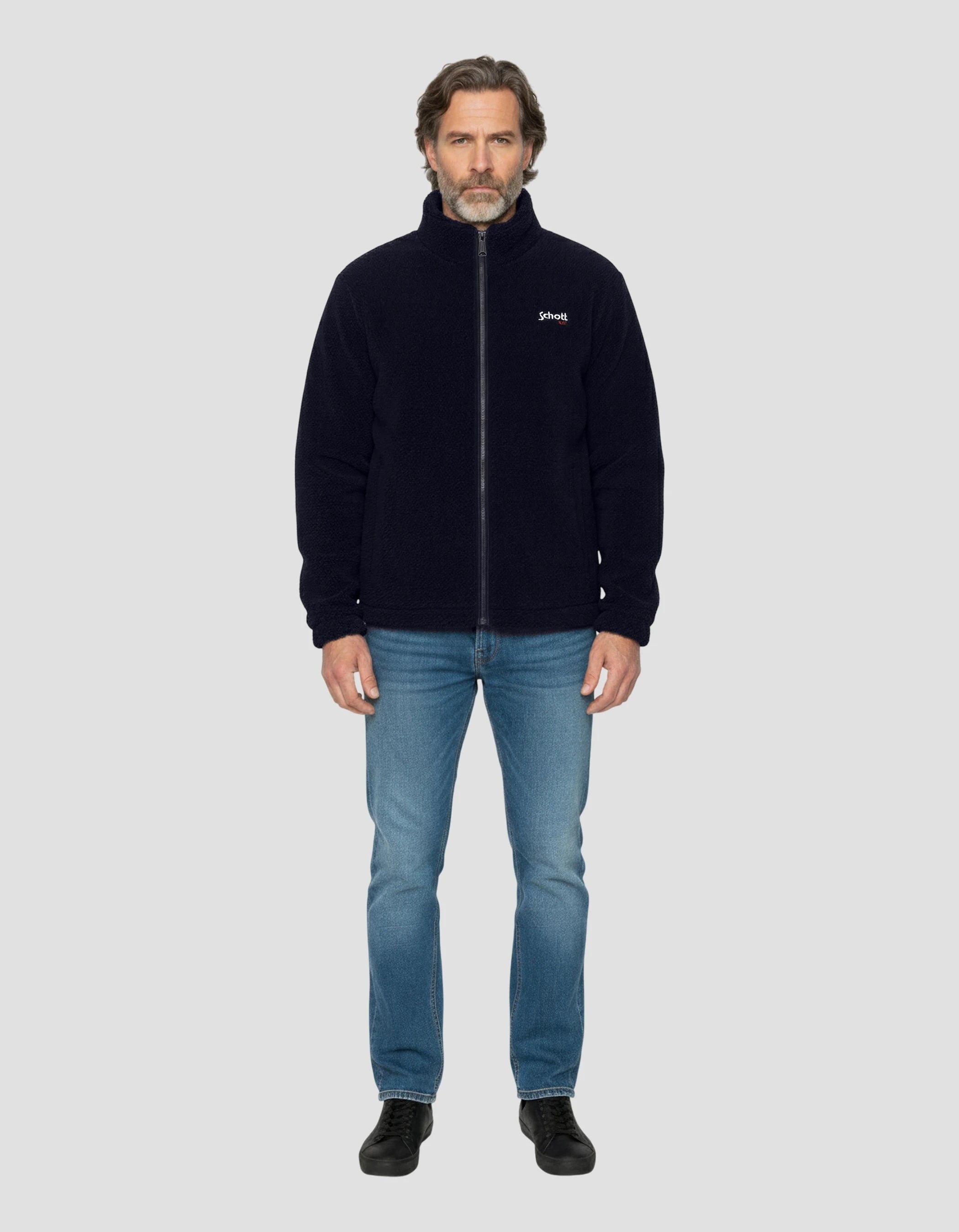 Sherpa Navy Blue Zipped Fleece-1