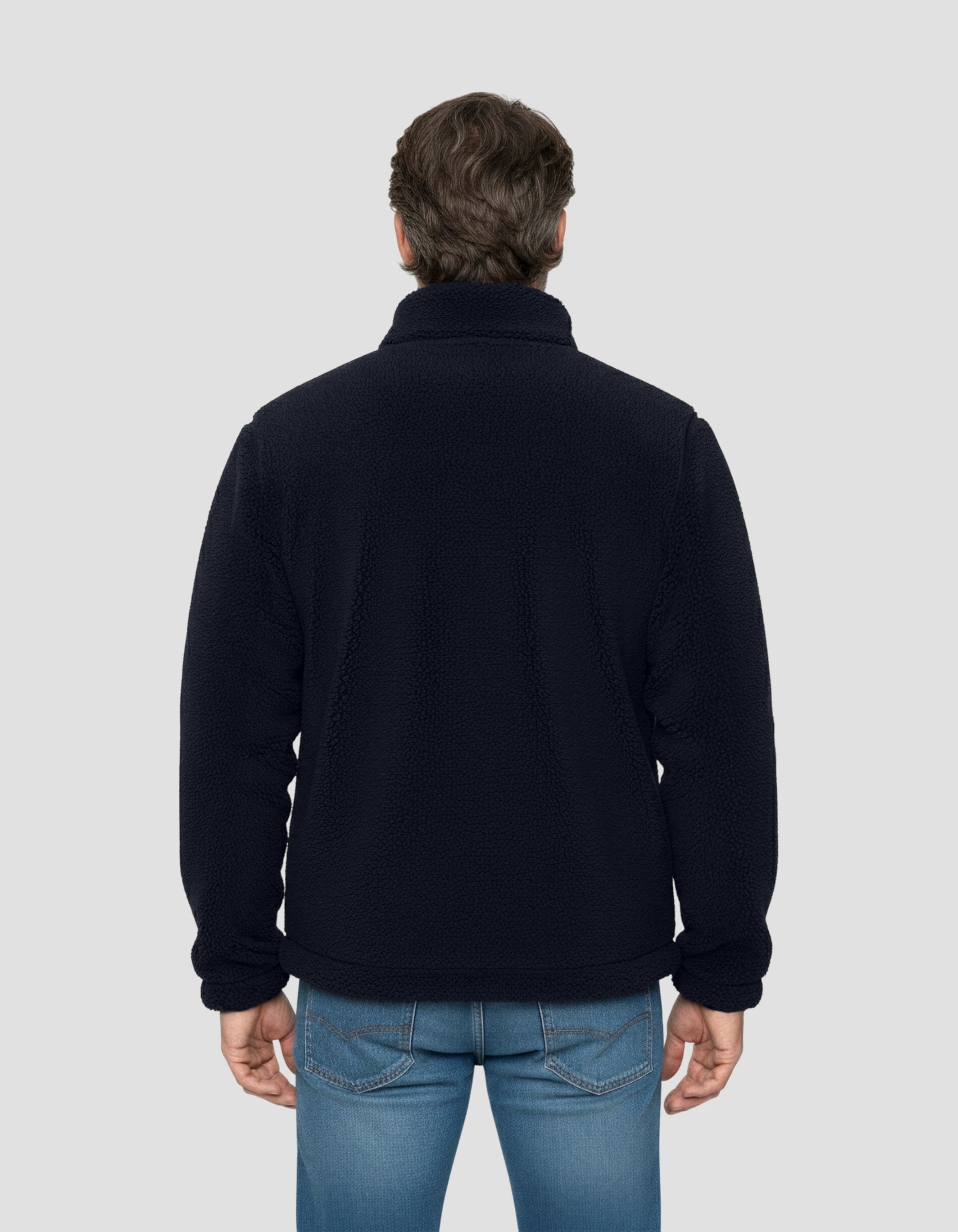 Sherpa Navy Blue Zipped Fleece-4