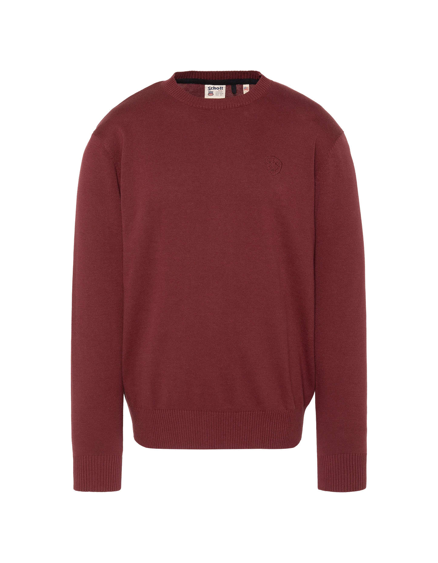 Feiner burgunderfarbener Pullover mit Rundhalsausschnitt