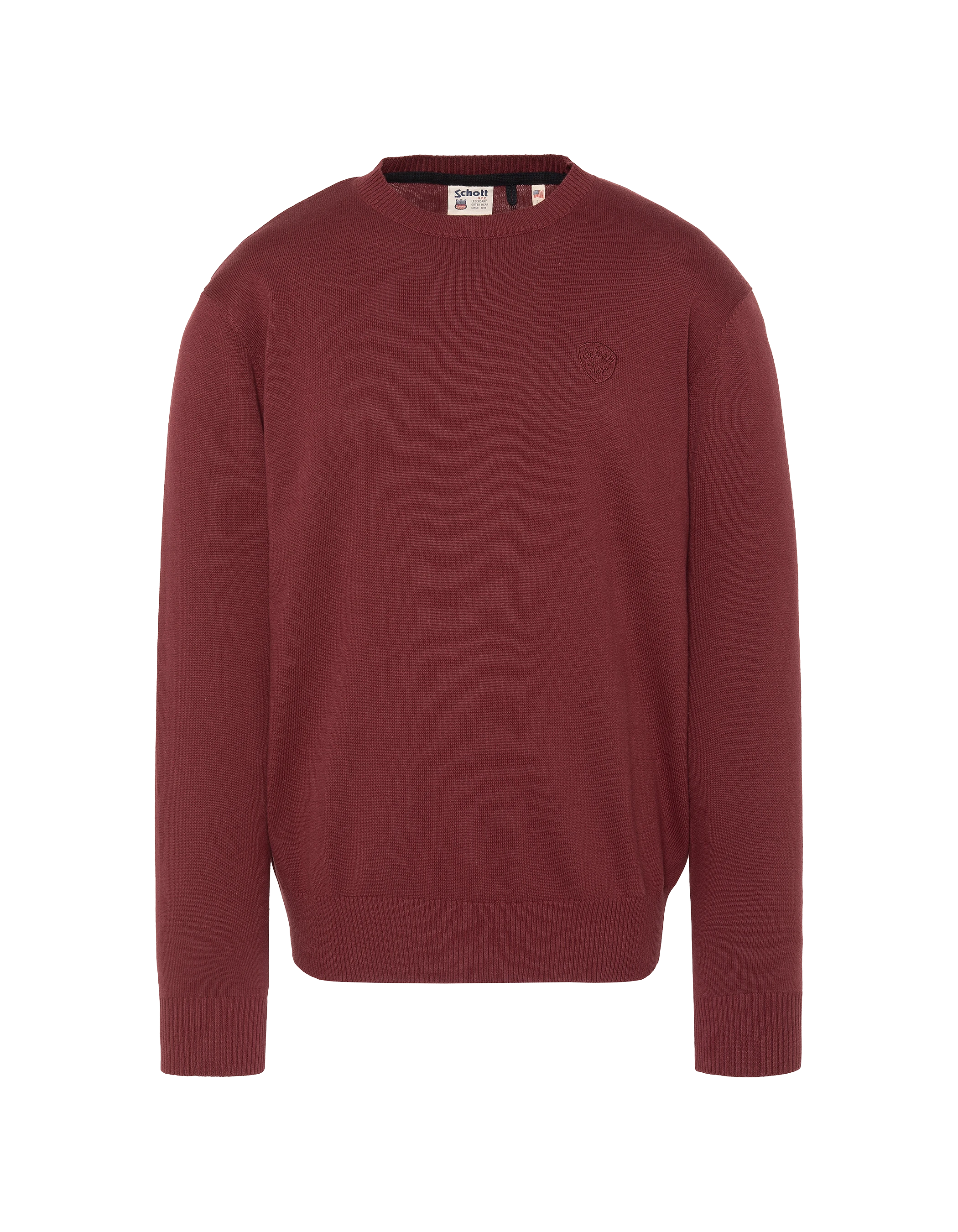 Feiner burgunderfarbener Pullover mit Rundhalsausschnitt-1