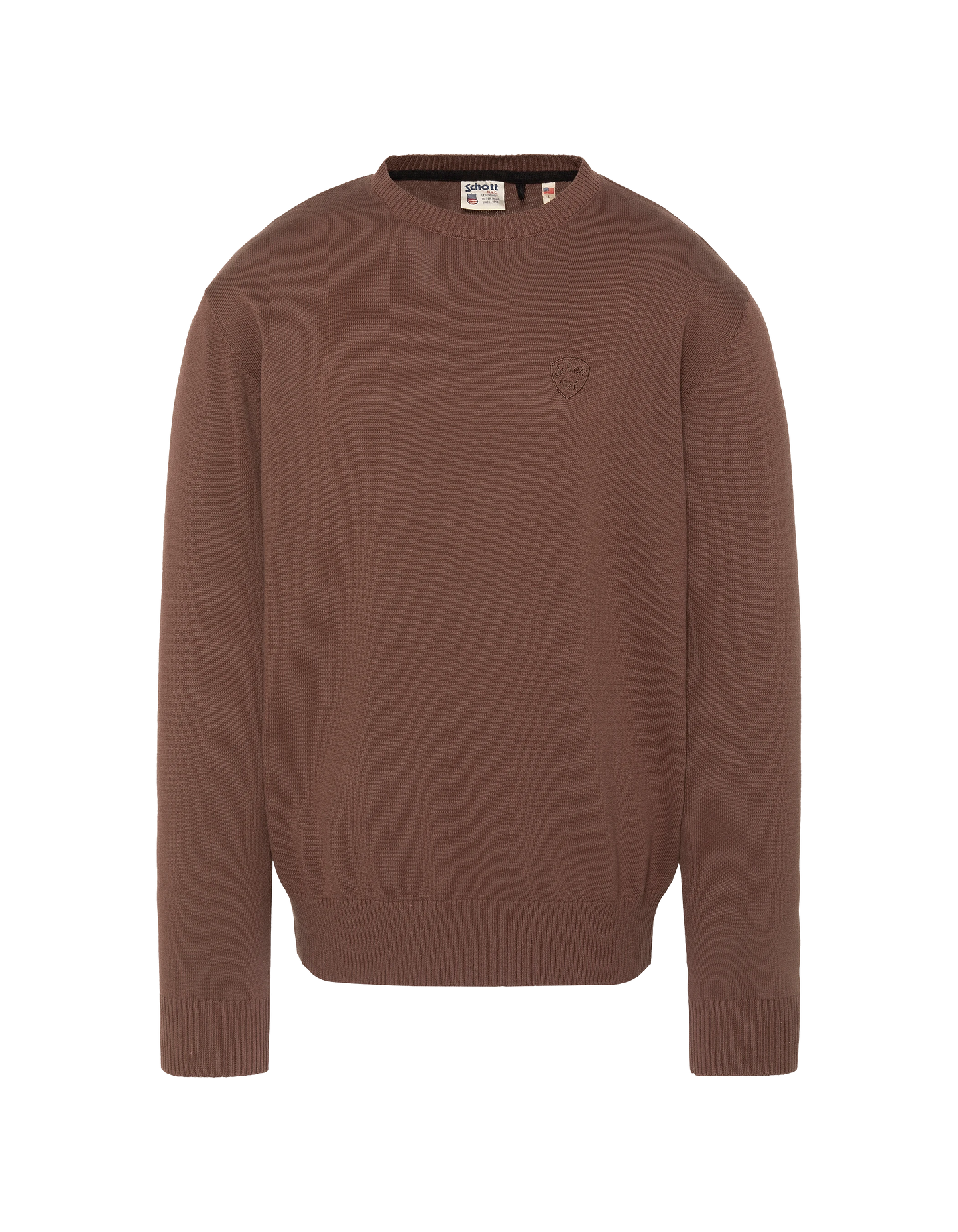 Pull fin chocolat à col rond