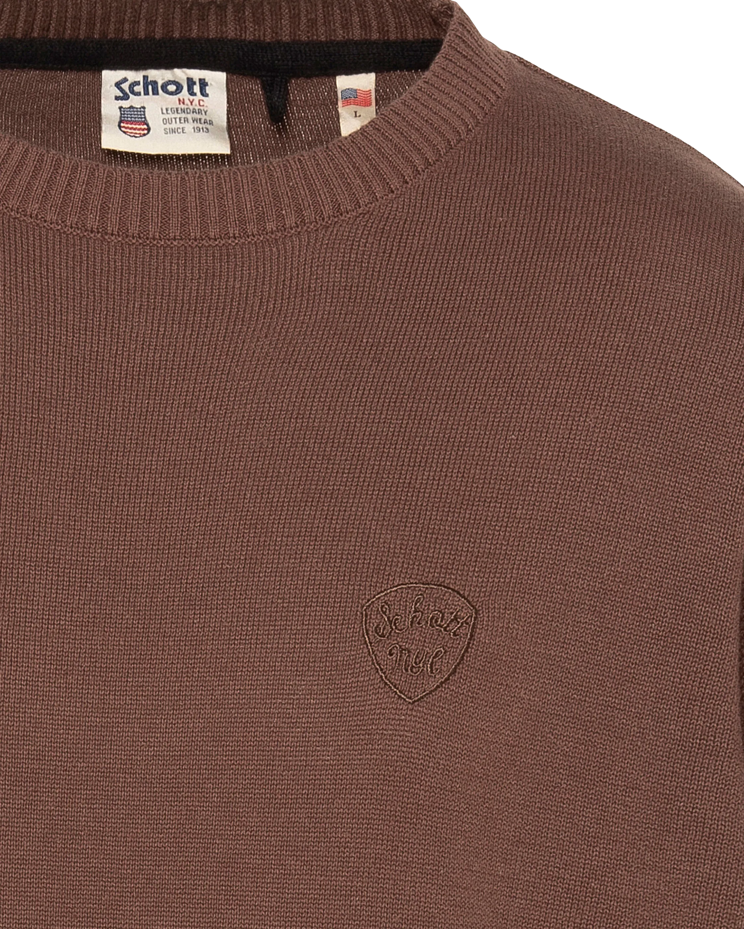 Pull fin chocolat à col rond