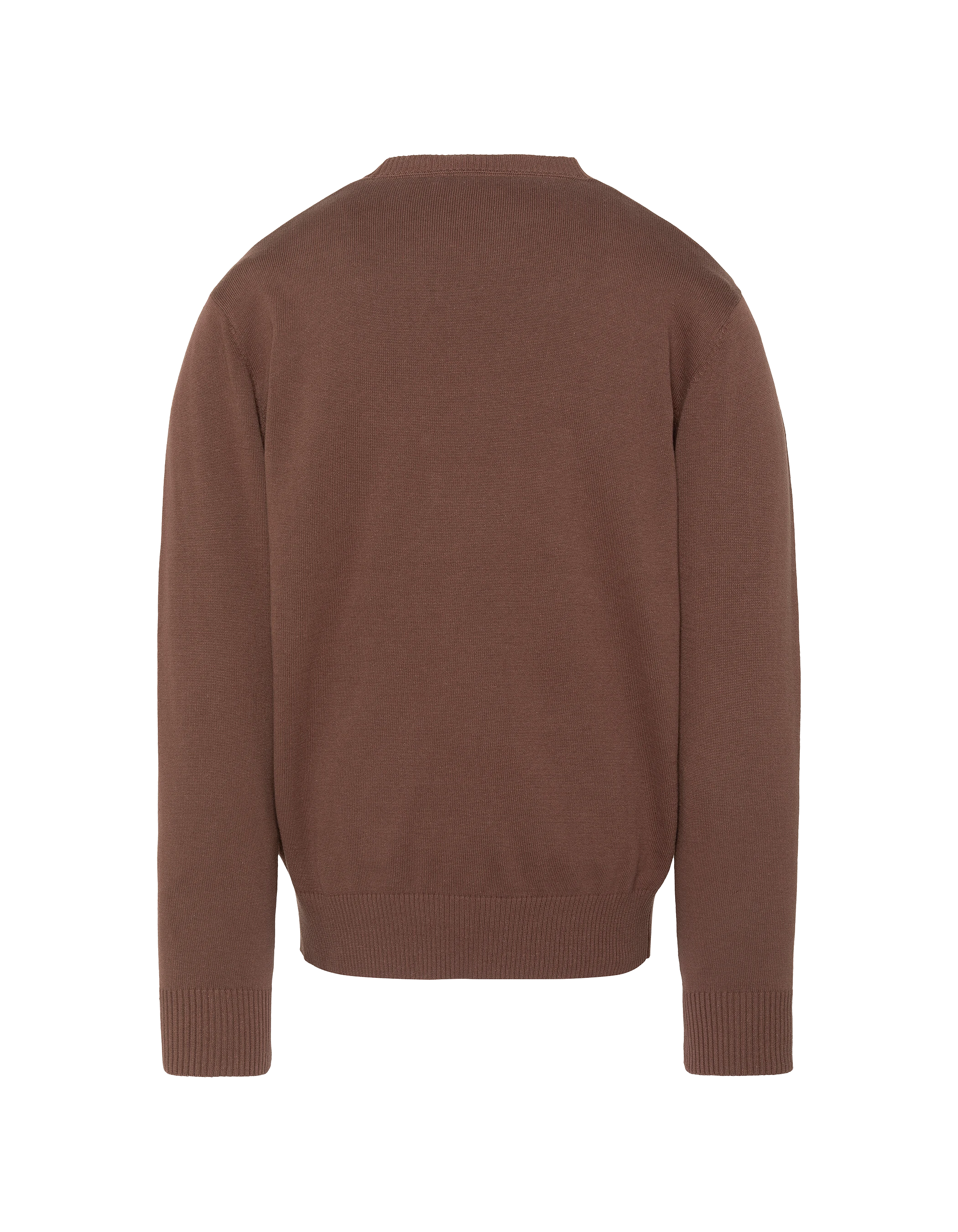 Pull fin chocolat à col rond-2