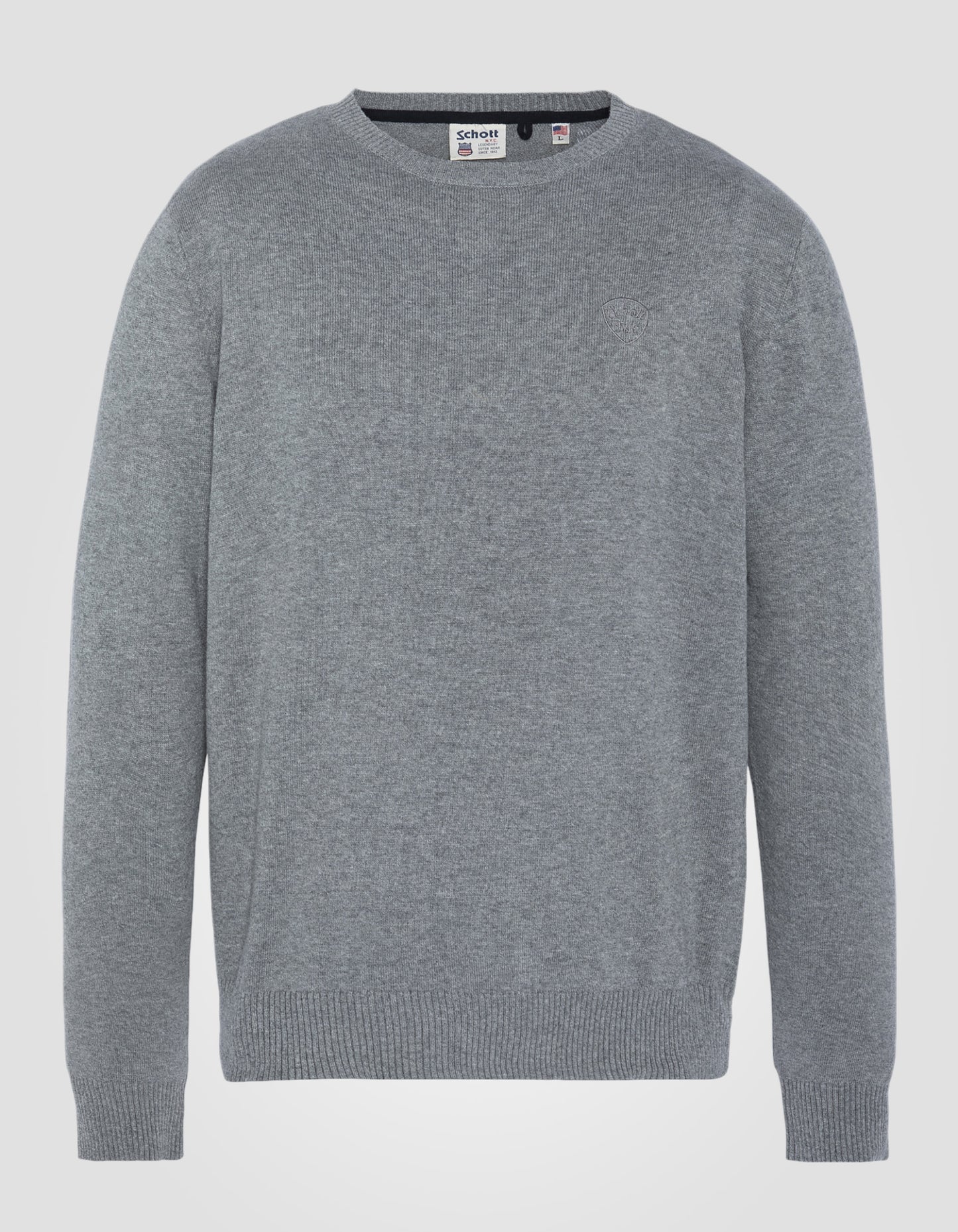 Pull fin gris chiné à col rond