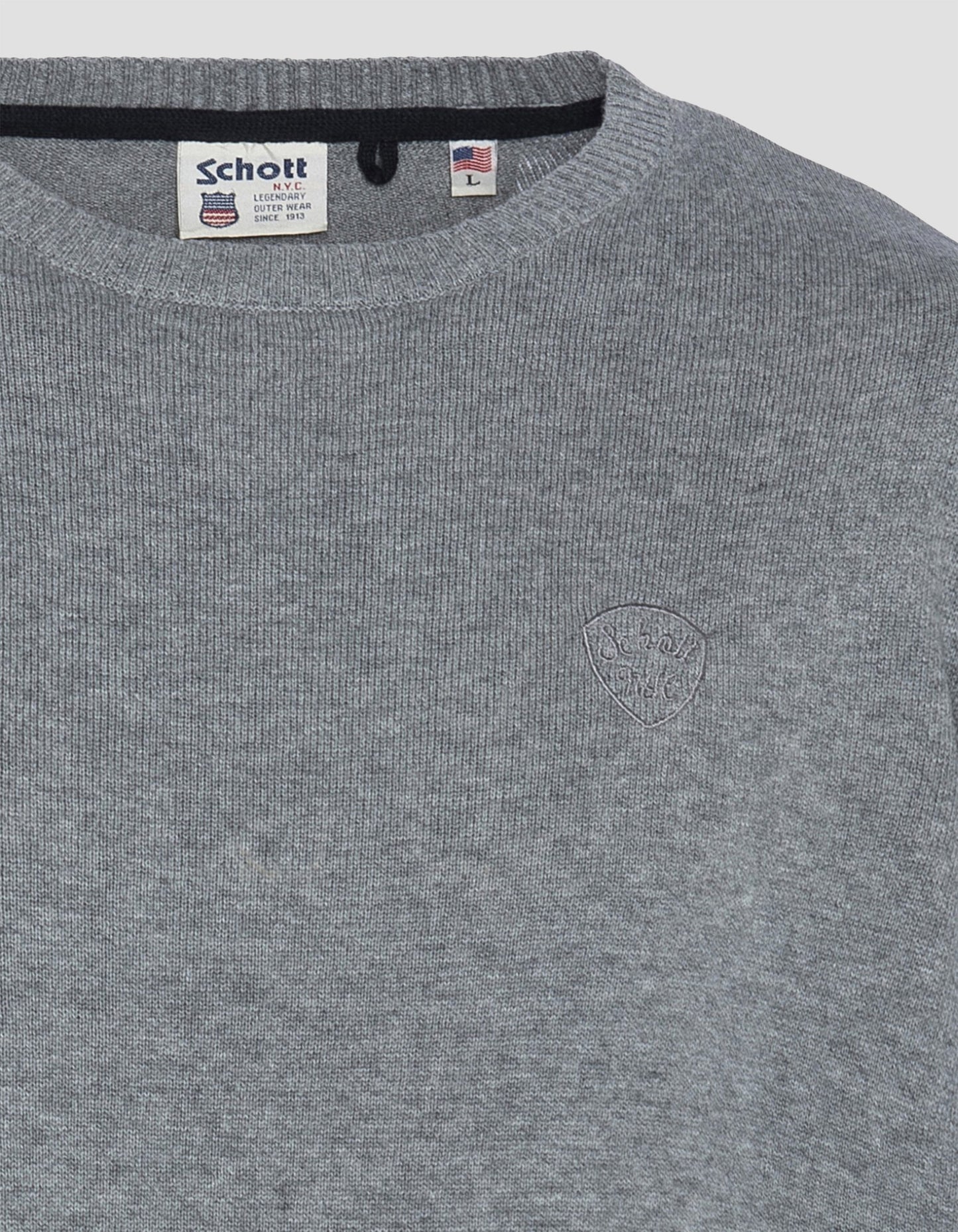 Pull fin gris chiné à col rond