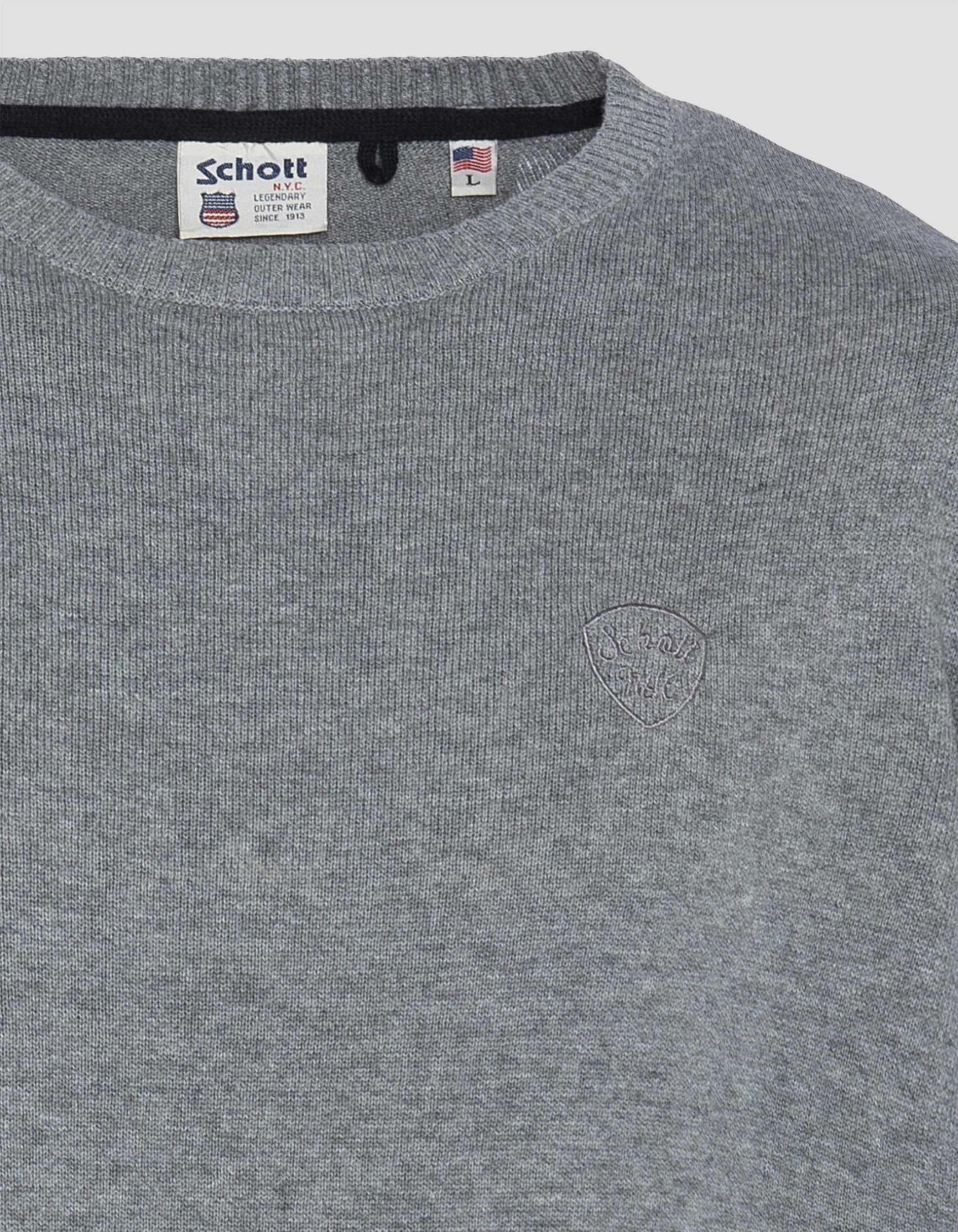 Pull fin gris chiné à col rond-3