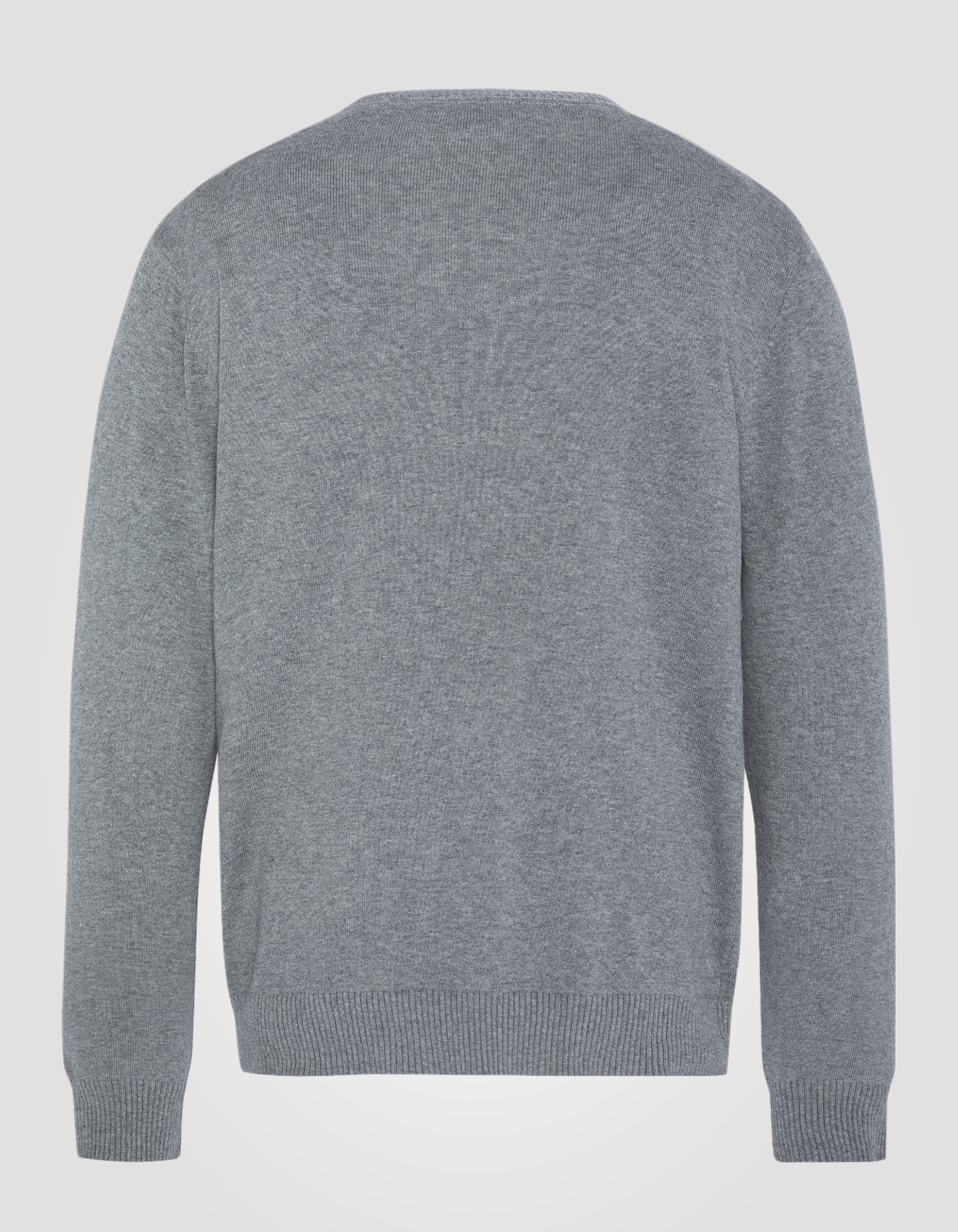 Pull fin gris chiné à col rond-2