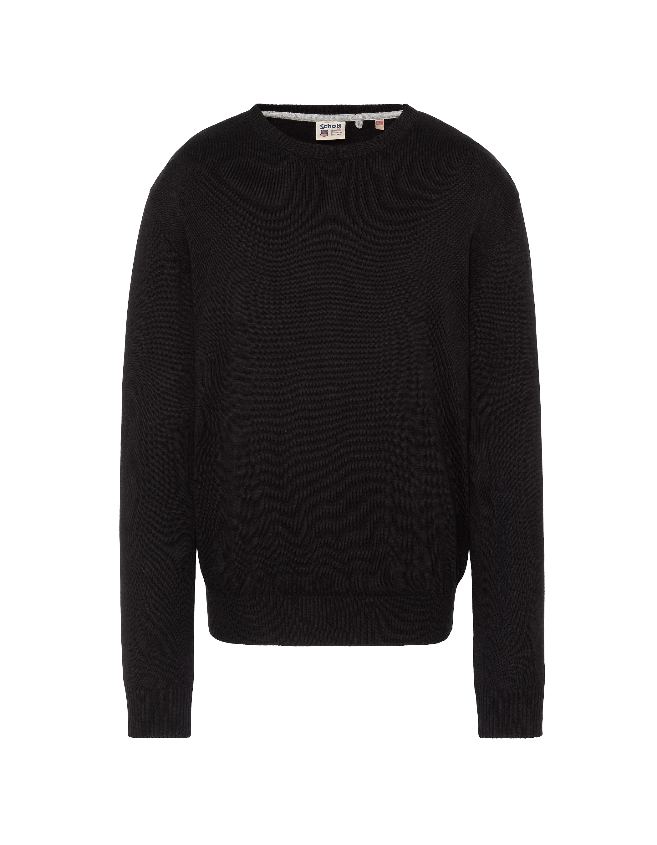 Pull léger noir col rond-1