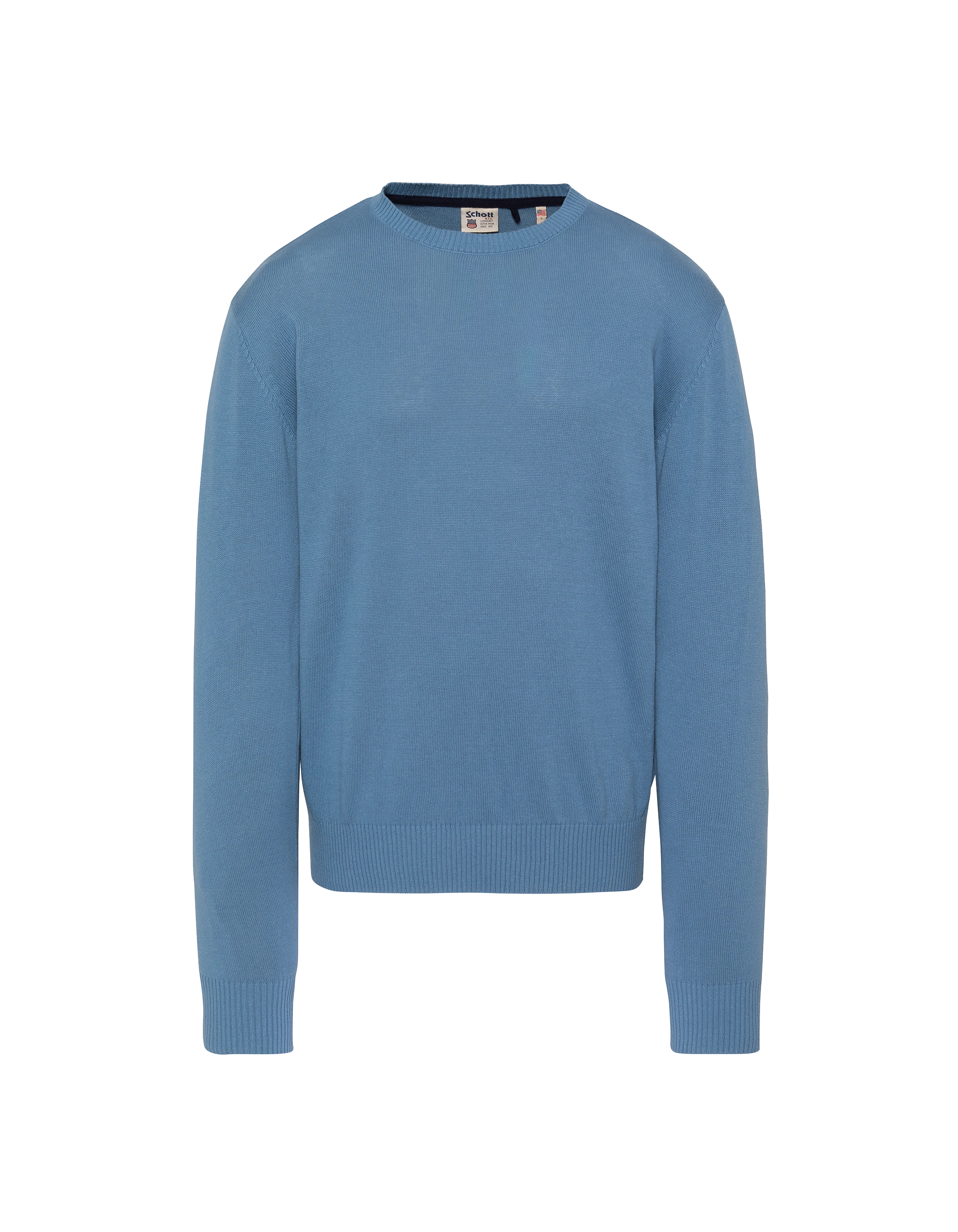 Pull léger bleu gris col rond-1