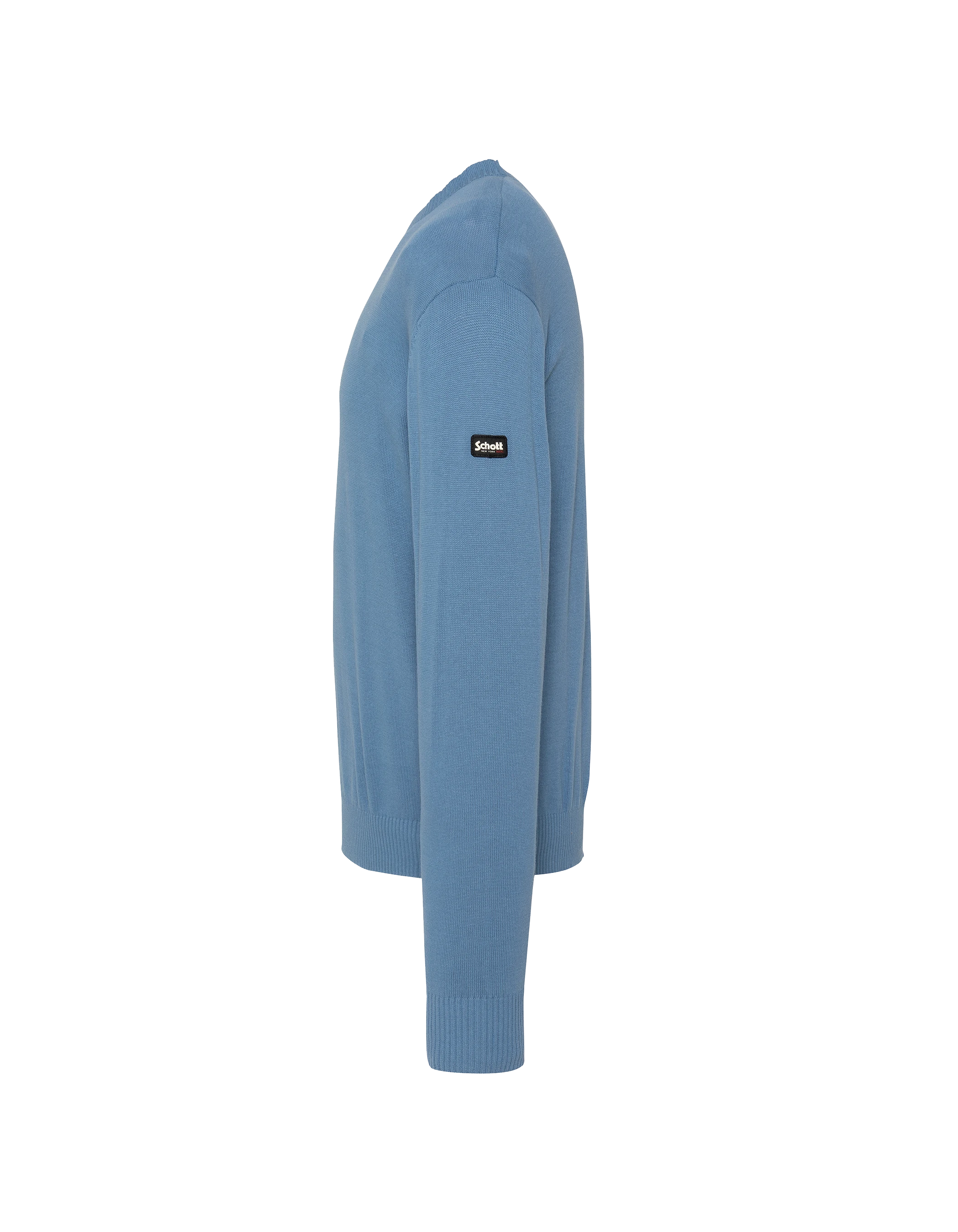 Pull léger bleu gris col rond-3