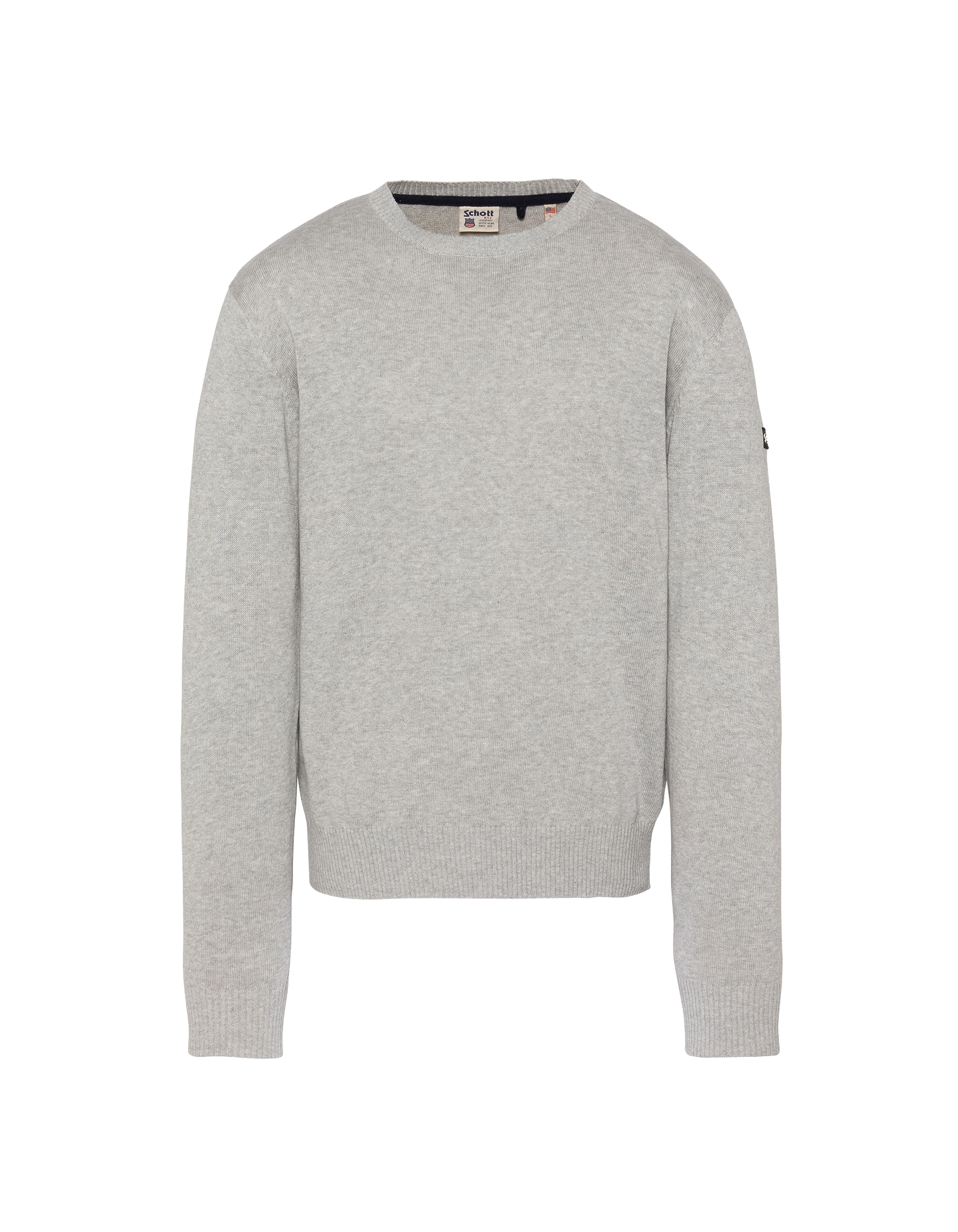 Pull léger gris chiné col rond