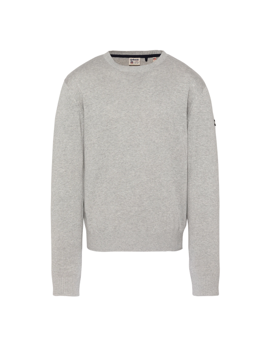Pull léger gris chiné col rond
