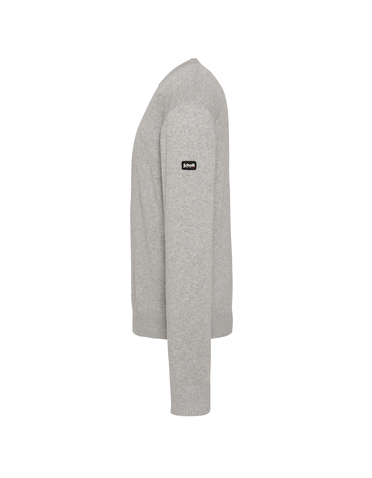 Pull léger gris chiné col rond