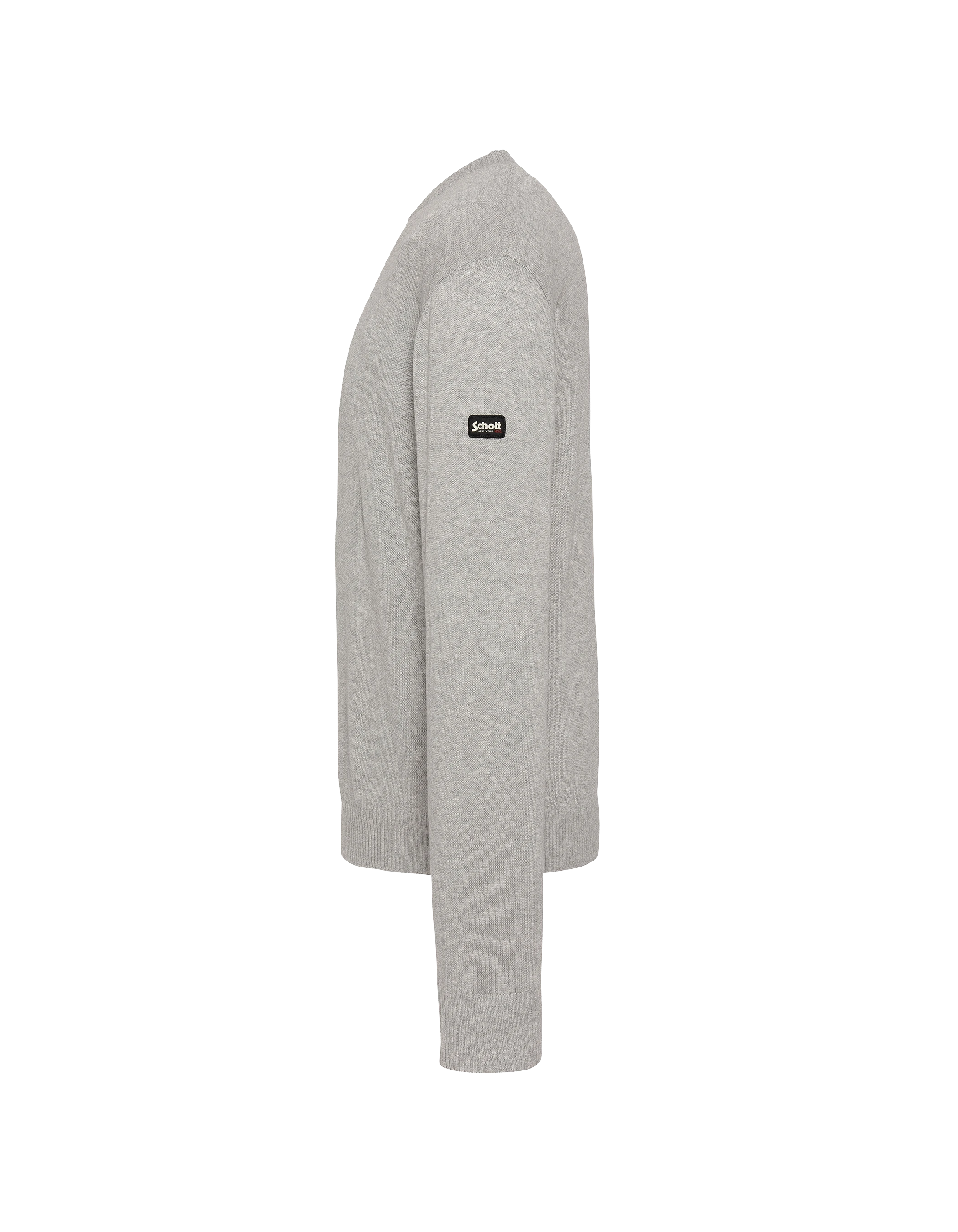 Pull léger gris chiné col rond-3