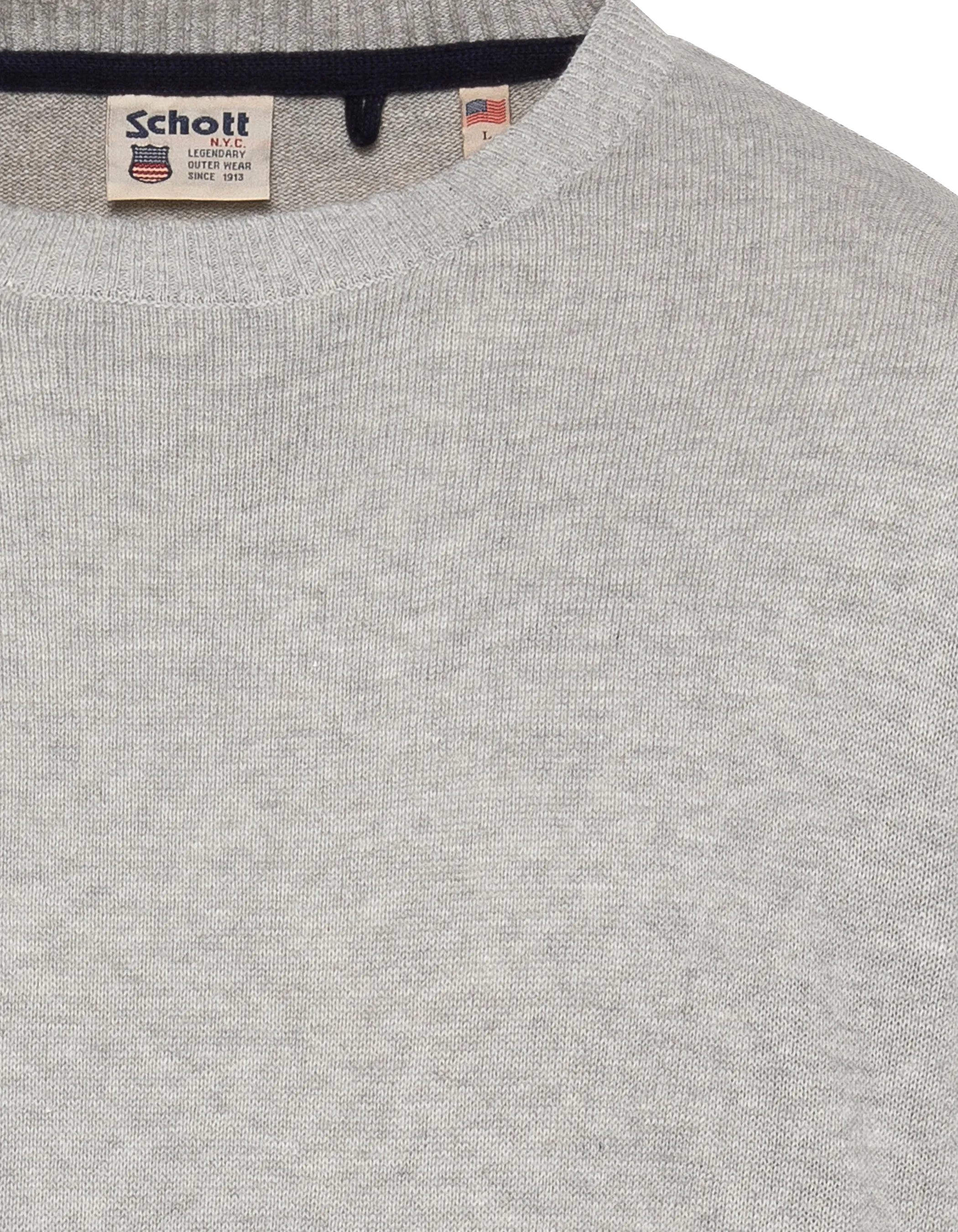 Pull léger gris chiné col rond-4