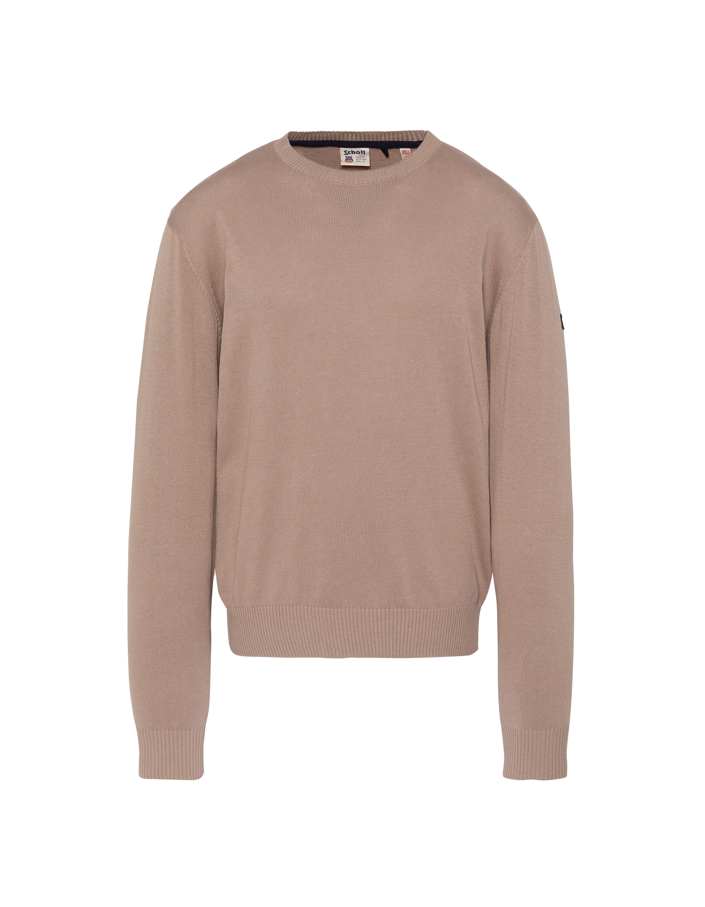 Pull léger beige clair col rond