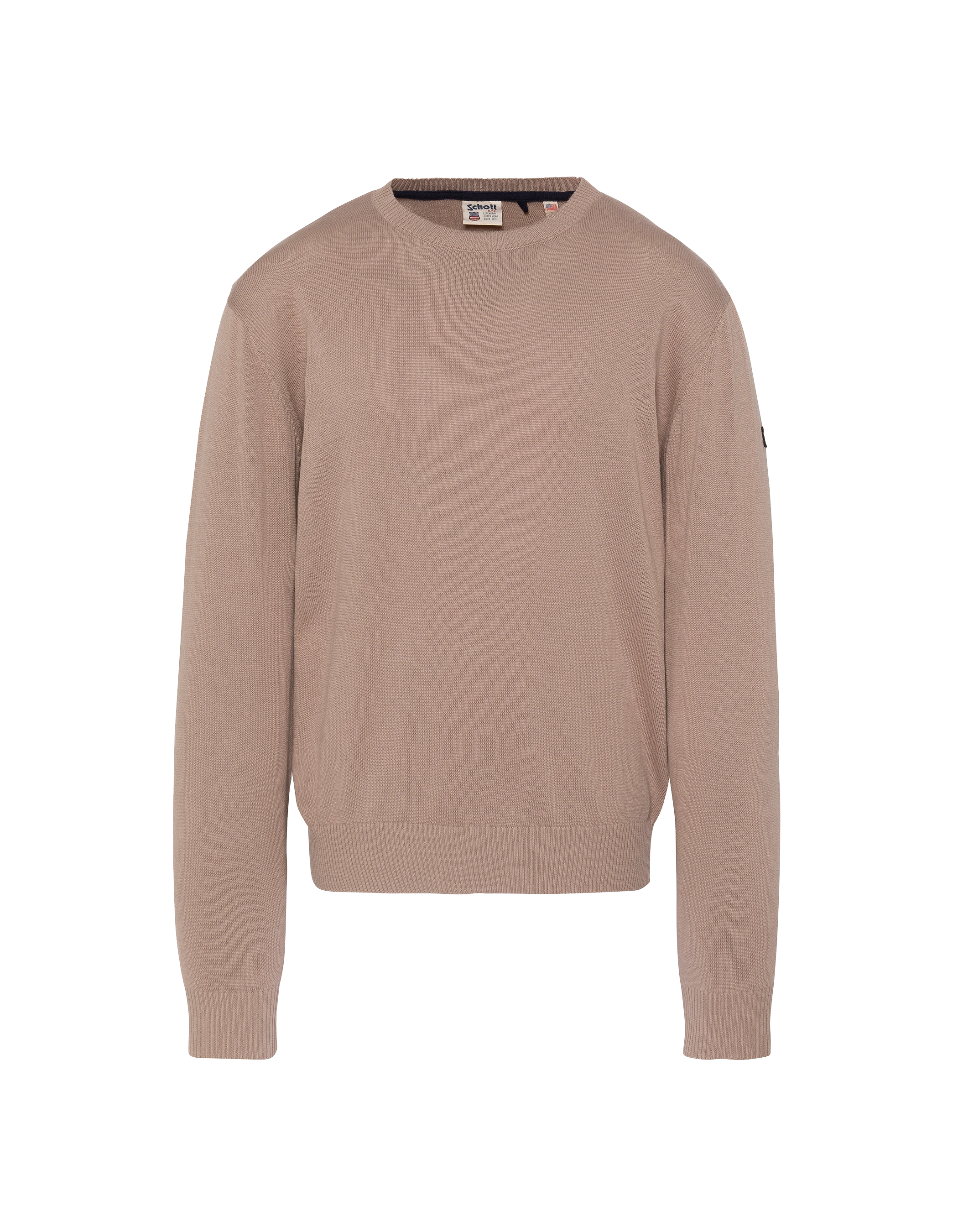 Pull léger beige clair col rond-1