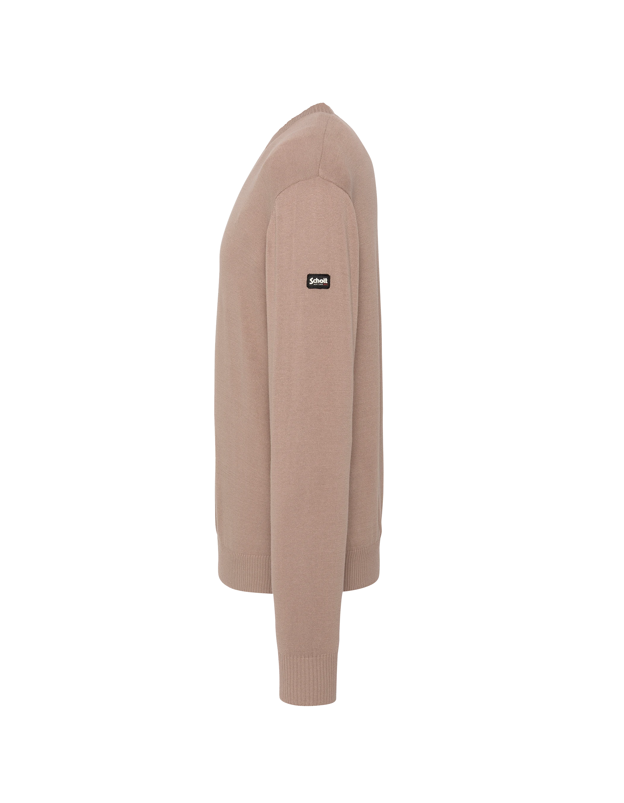 Pull léger beige clair col rond-3