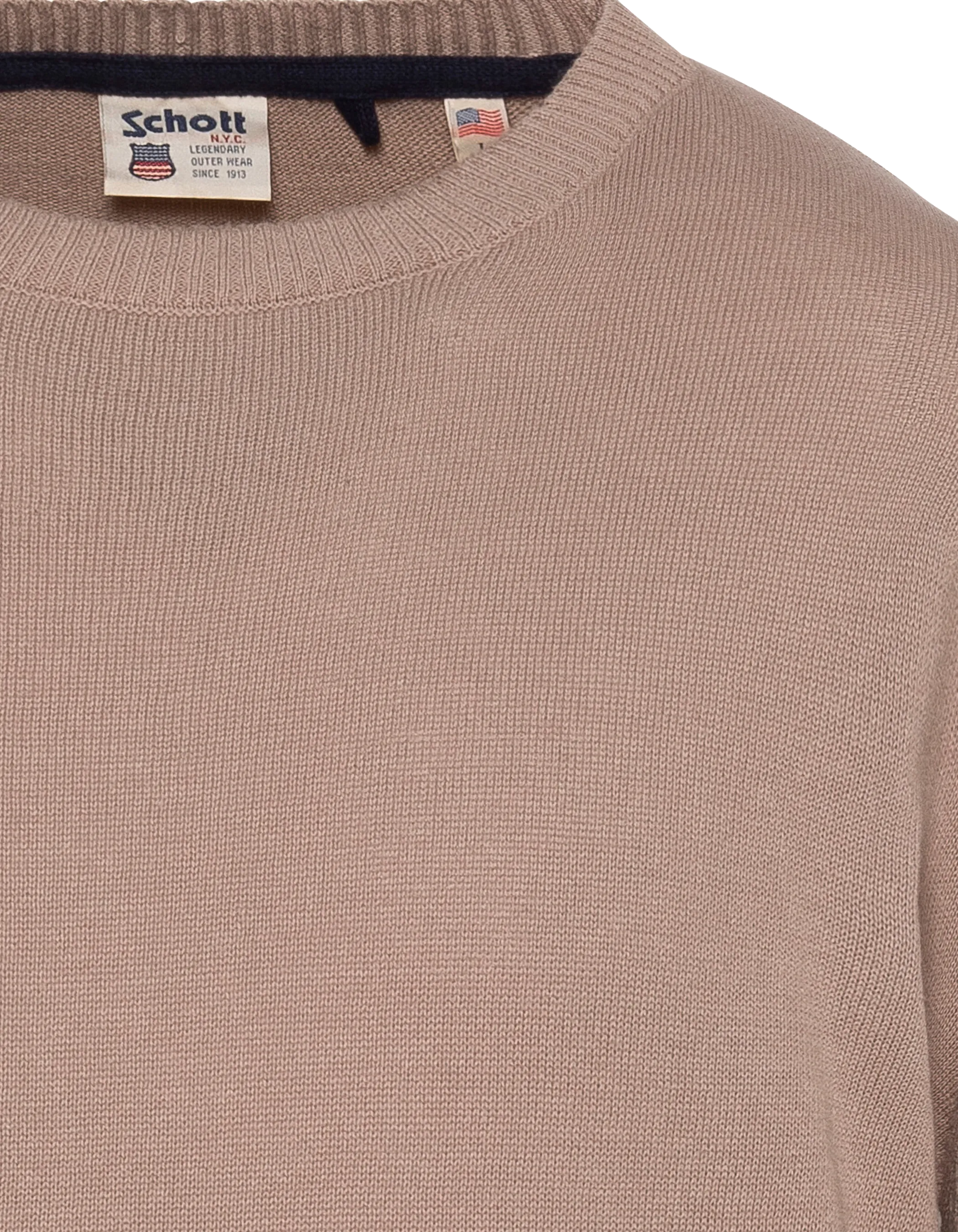 Pull léger beige clair col rond-4