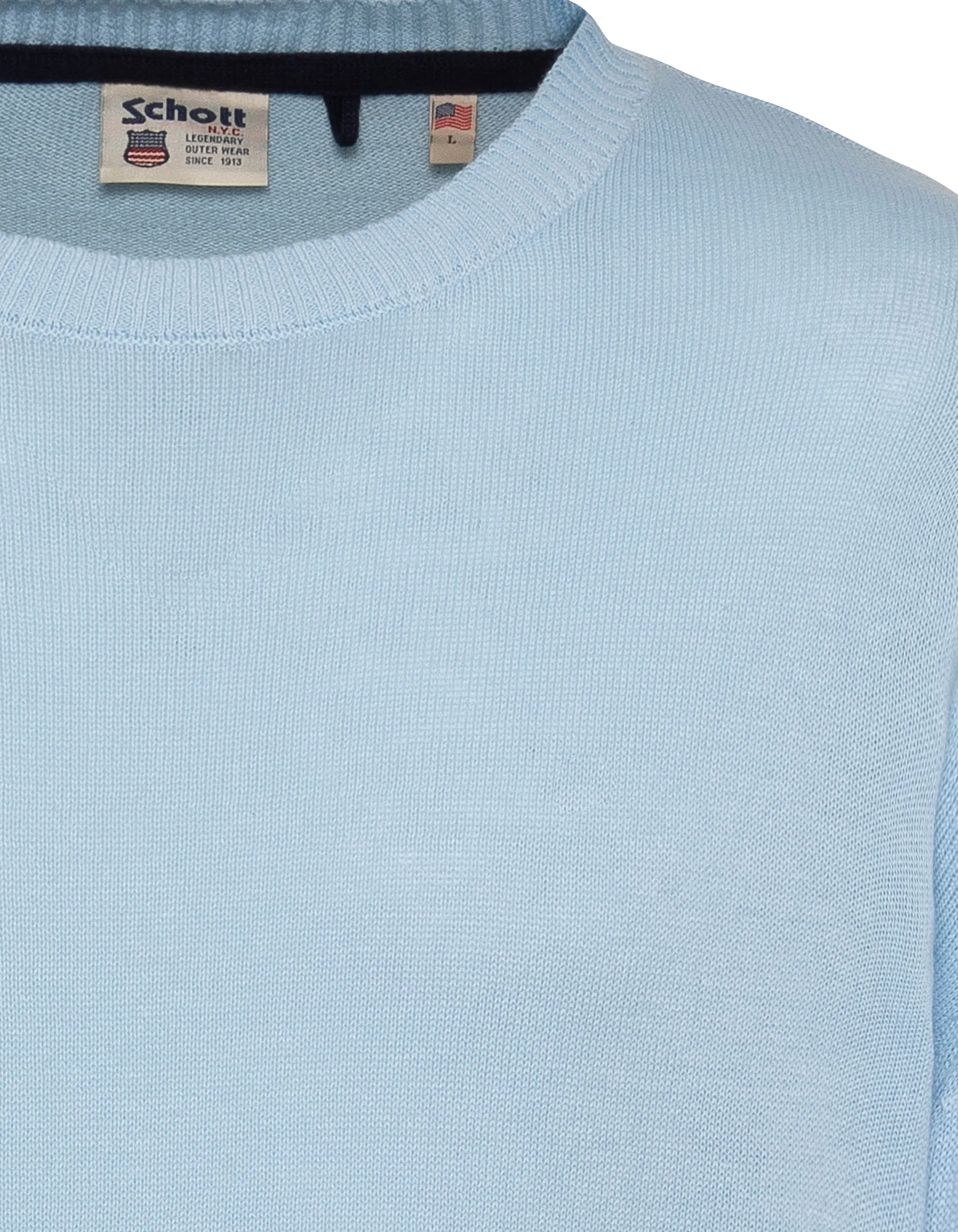 Pull léger bleu clair col rond-4