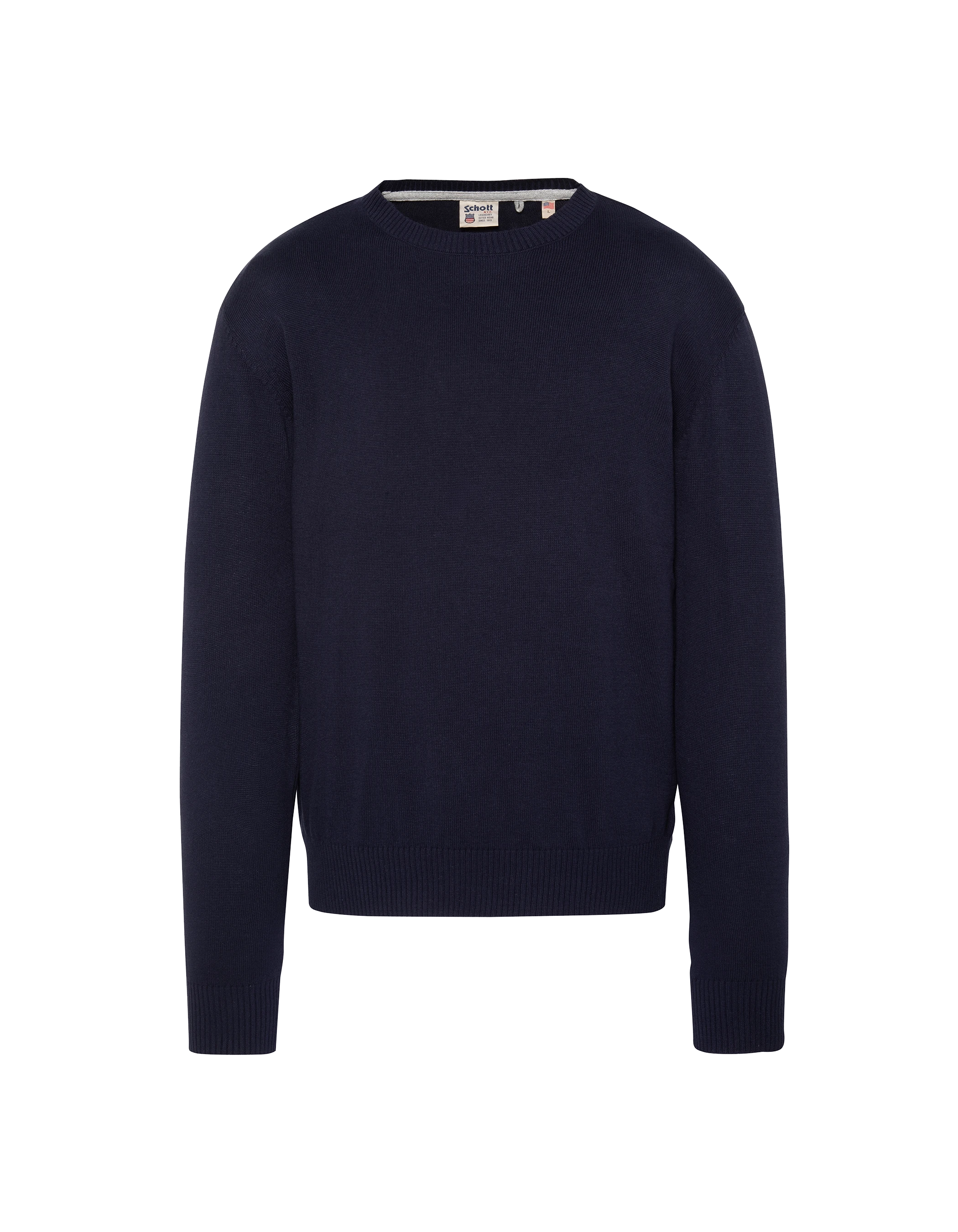 Pull léger bleu marine col rond-1