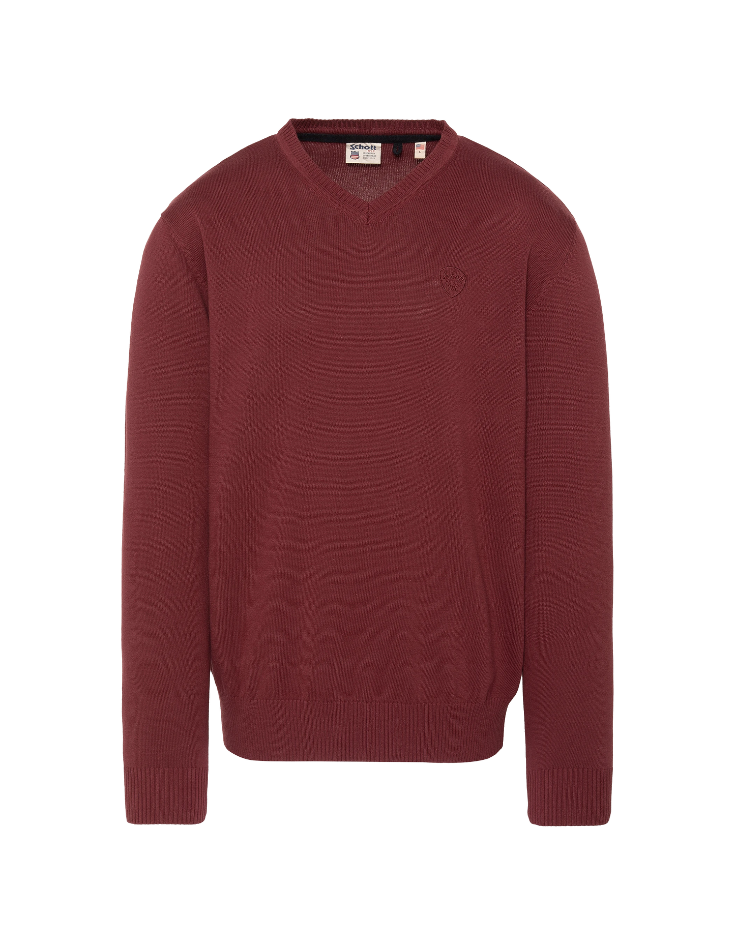 Feiner burgunderfarbener Pullover mit V-Ausschnitt