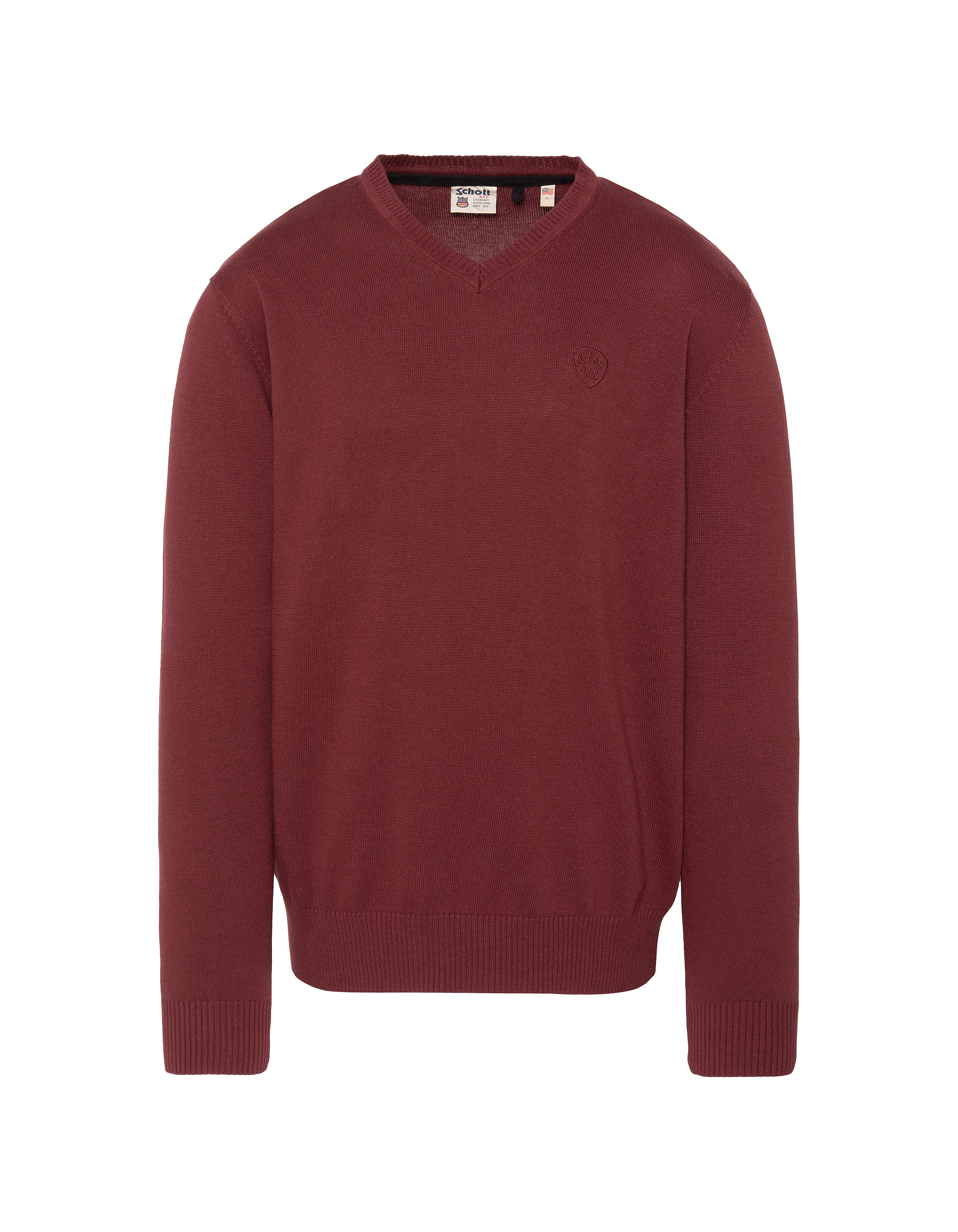 Feiner burgunderfarbener Pullover mit V-Ausschnitt-1